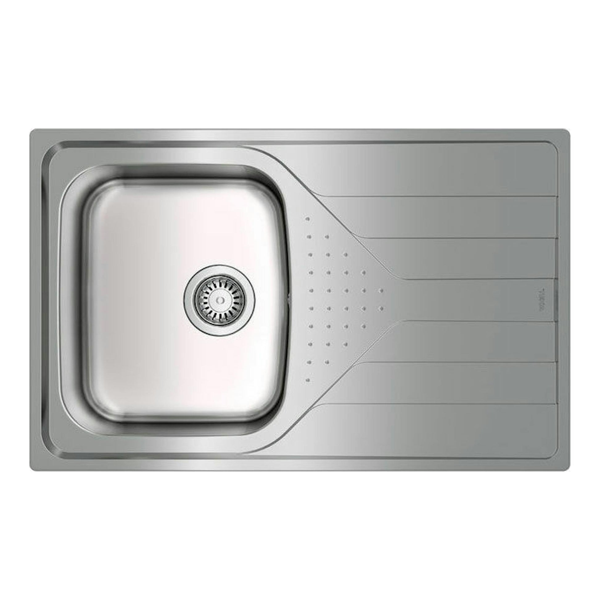 Fregadero Teka Universe 45 T-XP 1C 1E, vista superior, acero inoxidable, cubeta izquierda y escurridor derecho