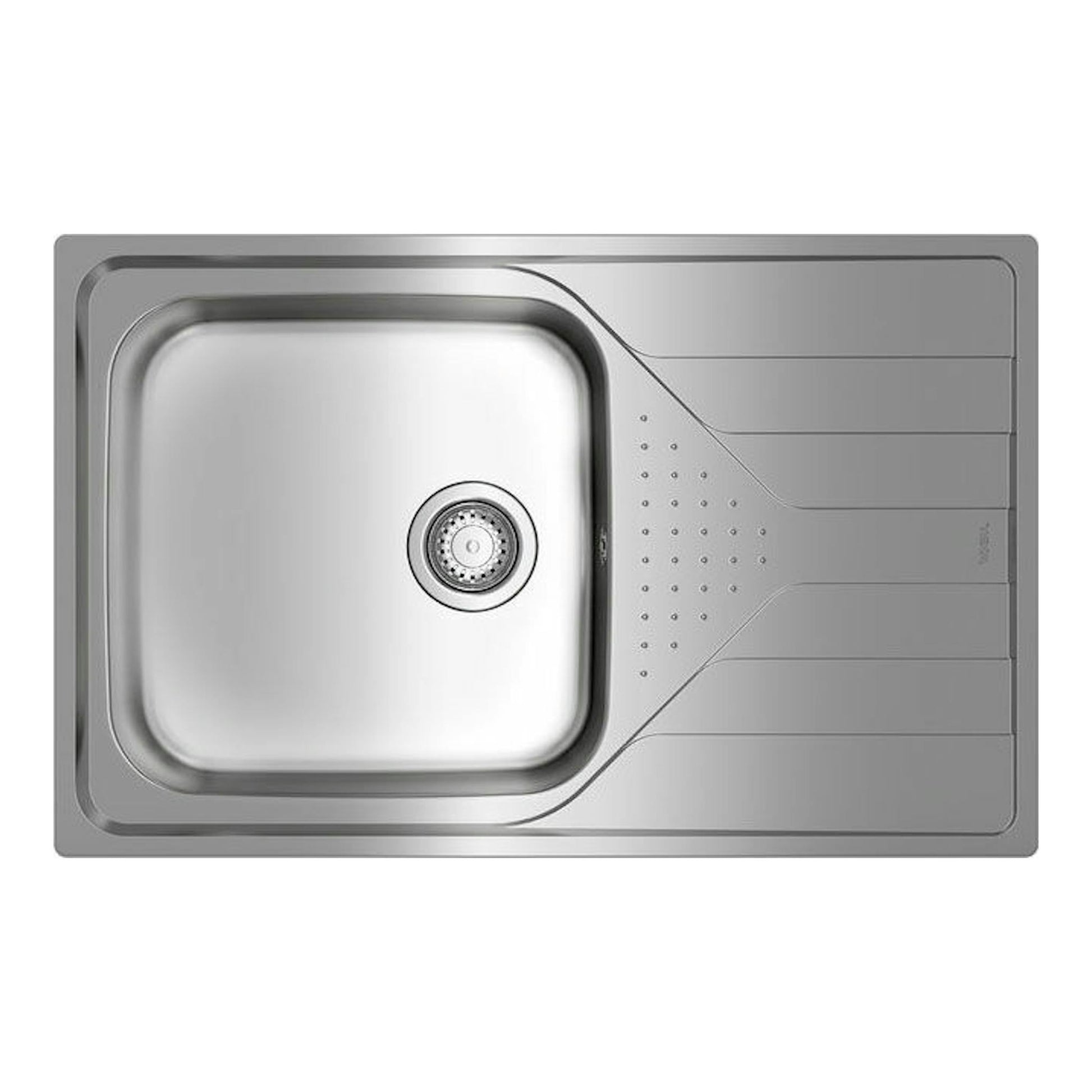 Fregadero Teka Universe 50 T-XP 1C 1E MAX, vista superior, acero inoxidable, cubeta izquierda y escurridor derecho.