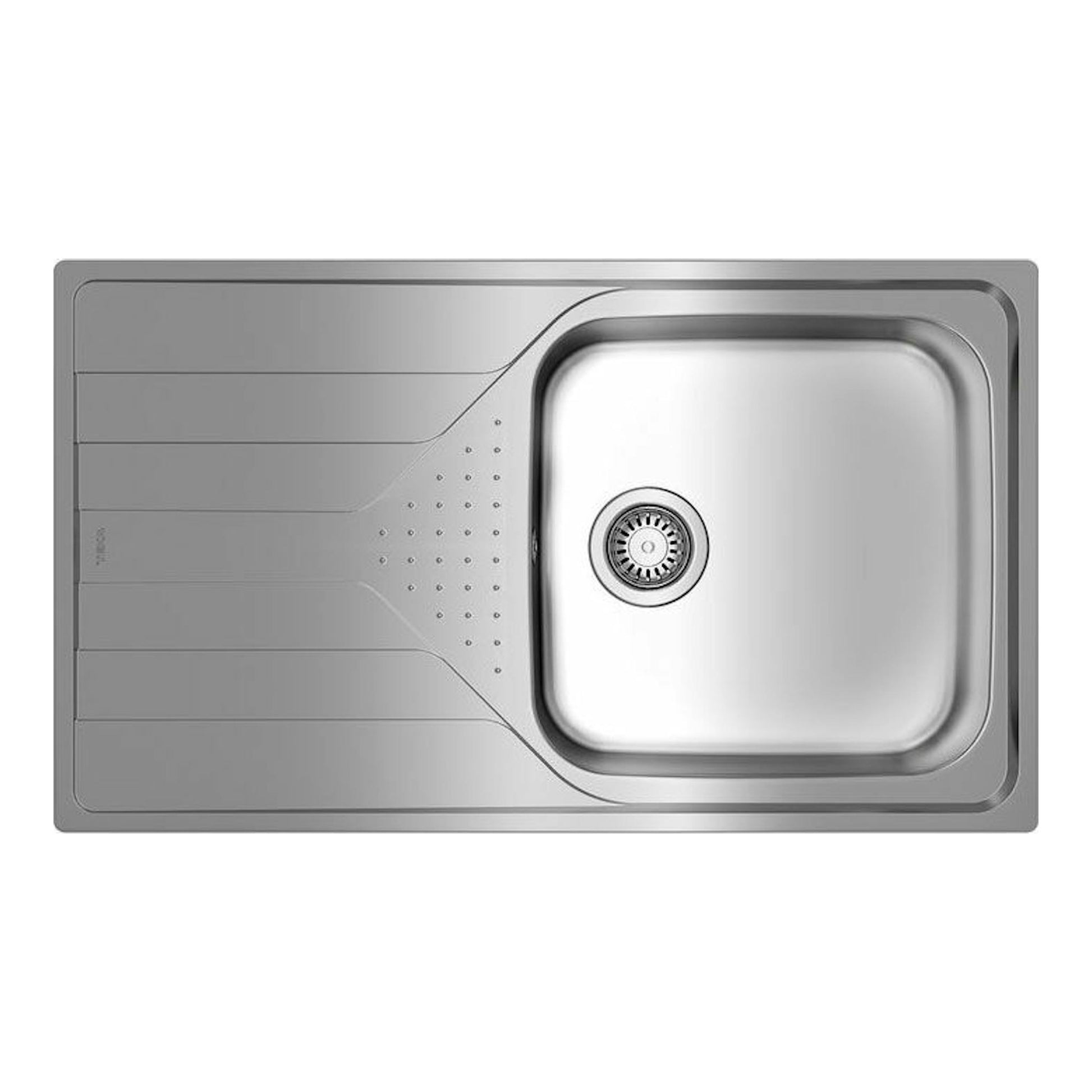 Fregadero de acero inoxidable Teka Universe 50 T-XP 1C 1E PLUS, vista superior, cubeta a la derecha.