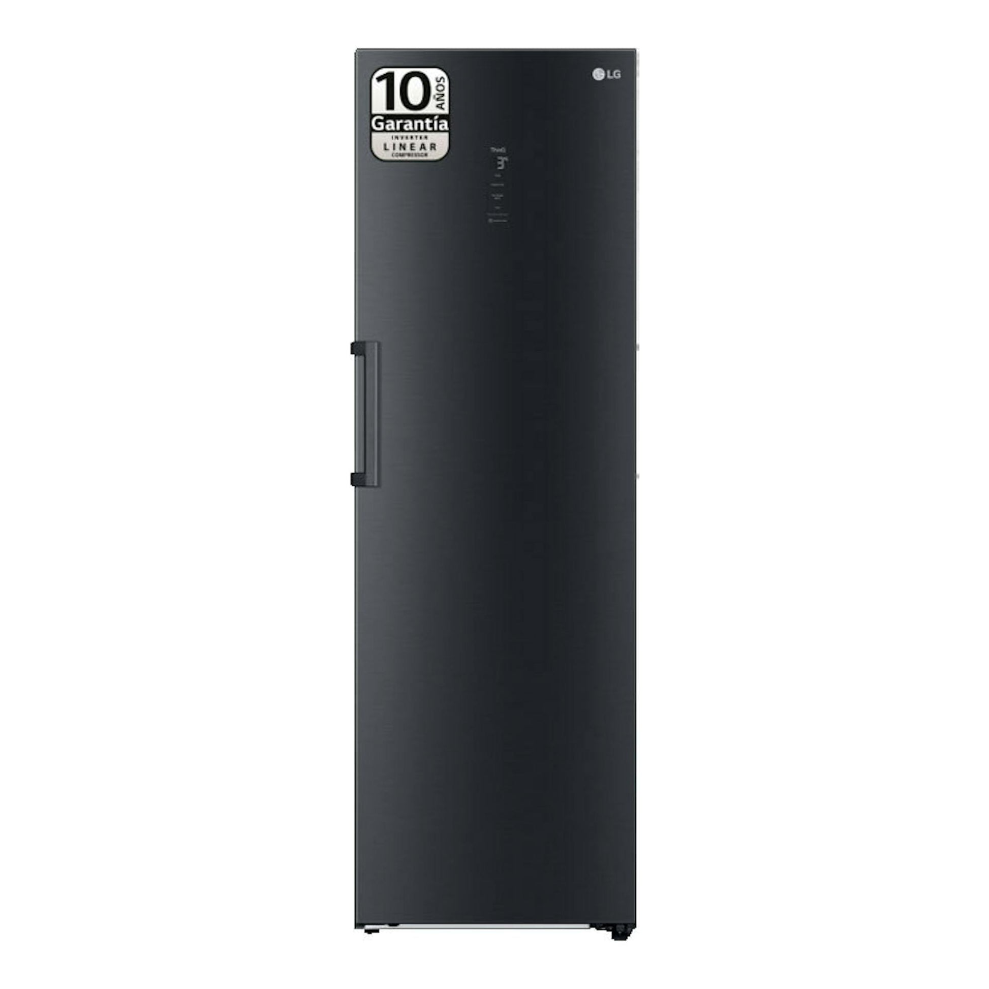 Frigorífico LG GLM71MCCSX de una puerta, vista frontal, color negro grisáceo.
