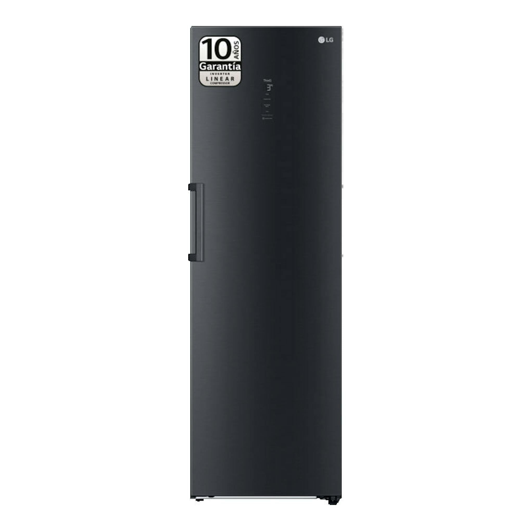 Frigorífico LG GLM71MCCSX de una puerta, vista frontal, color negro grisáceo.