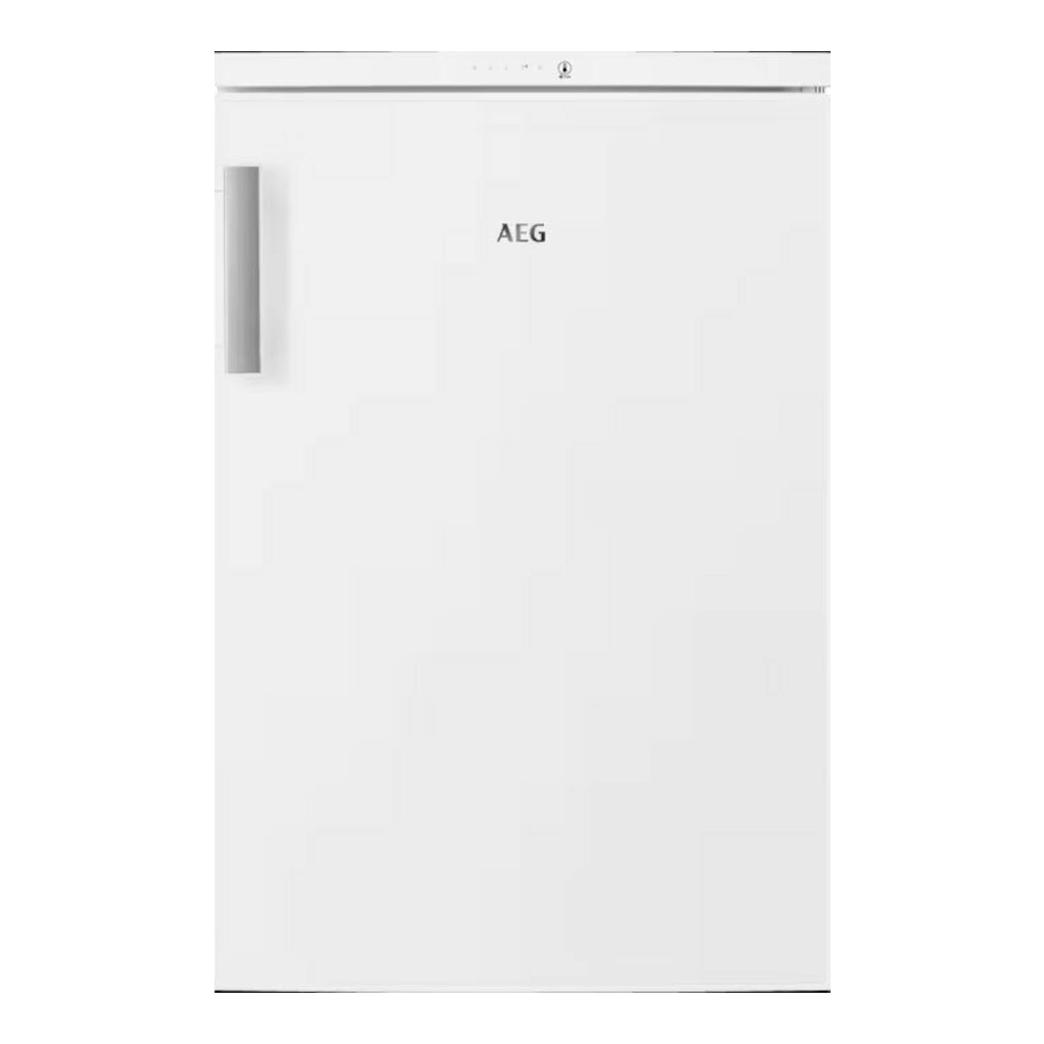 Frigorífico AEG RTB411E1AW blanco, vista frontal de una puerta con tirador lateral.
