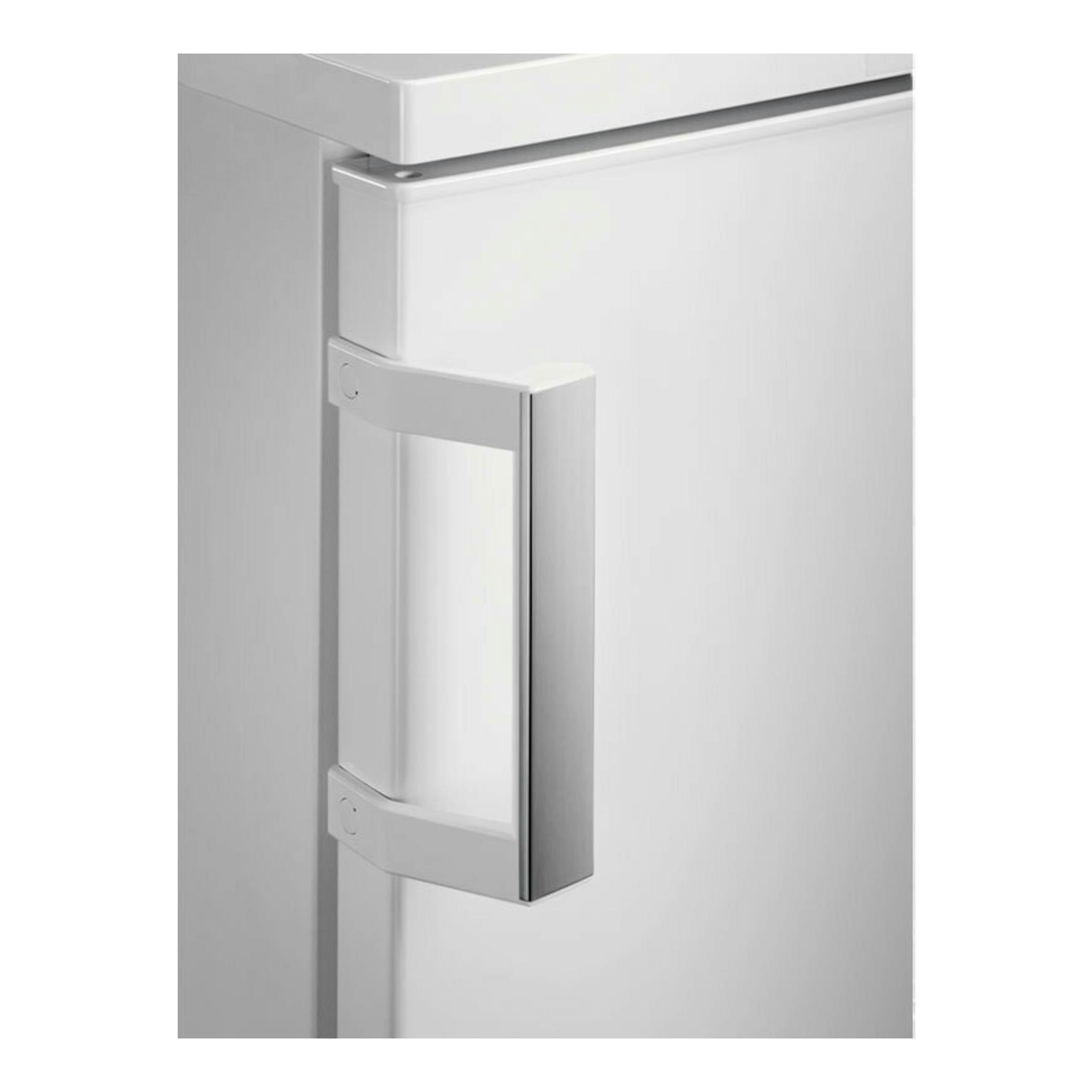 Frigorífico AEG RTB411E1AW blanco, vista frontal en detalle del tirador de la puerta.