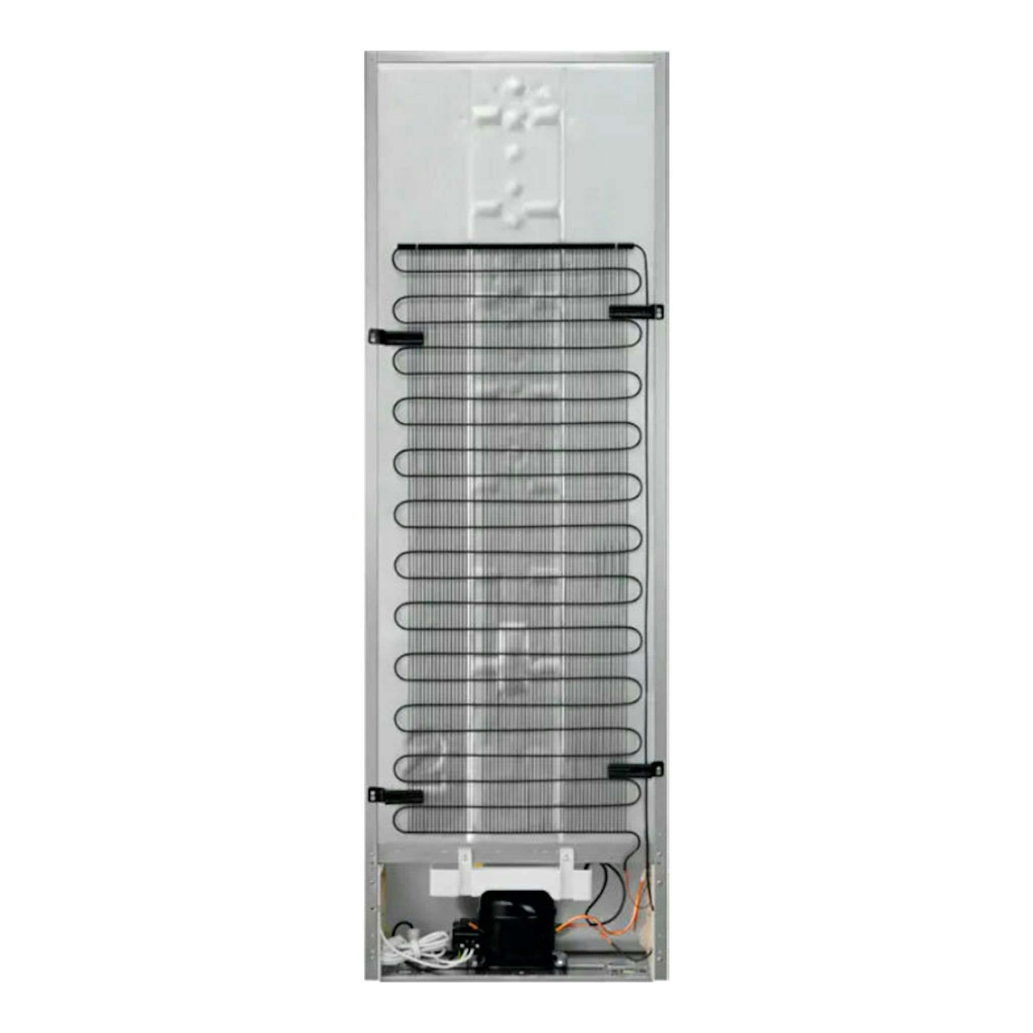 Frigorífico Electrolux LRS3DE39U inox, vista trasera con serpentín y compresor visibles.