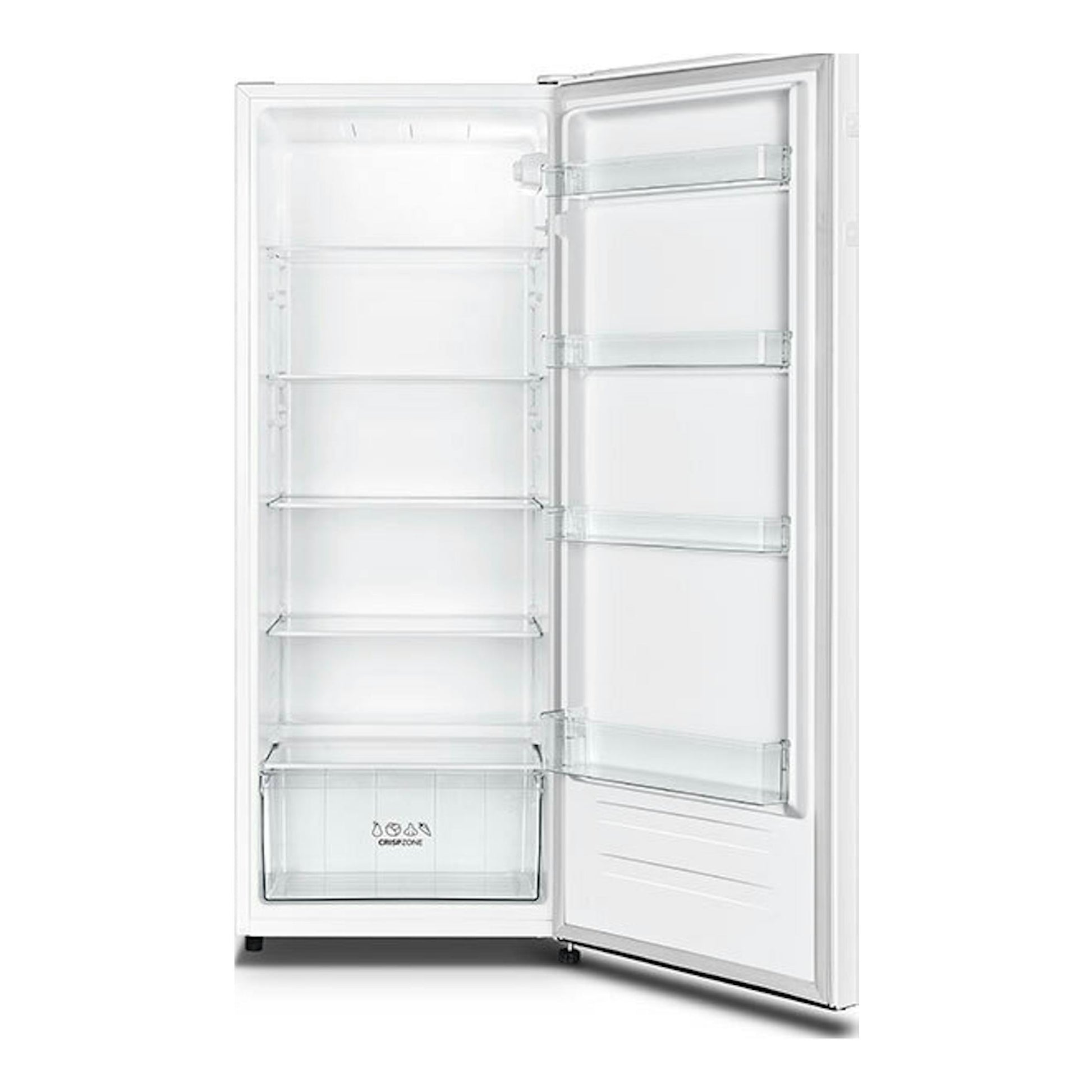 Frigorífico Hisense RL313D4AWE blanco, vista frontal con la puerta abierta.