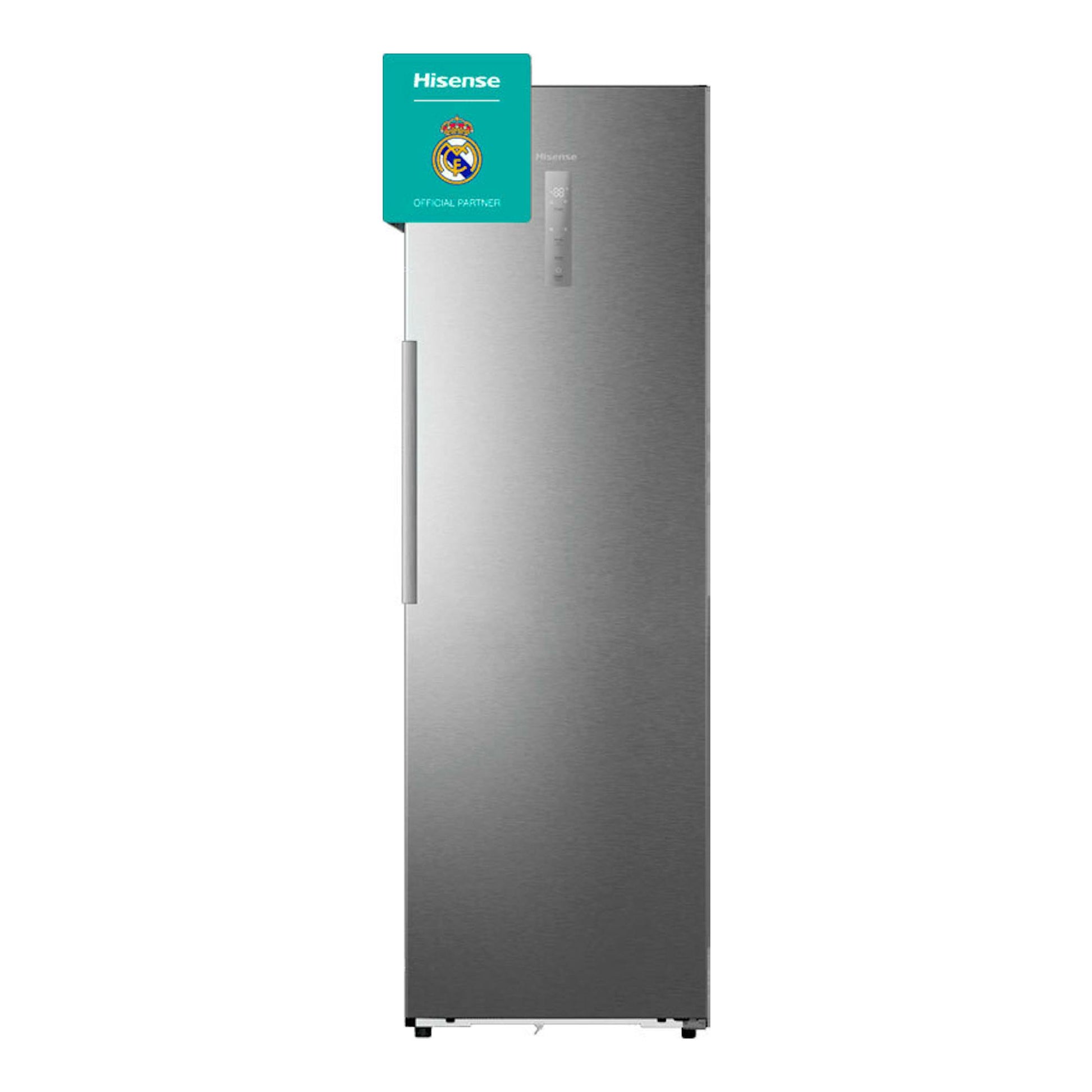 Frigorífico Hisense RL3K370SAIE inox, vista frontal, de una puerta con tirador vertical.