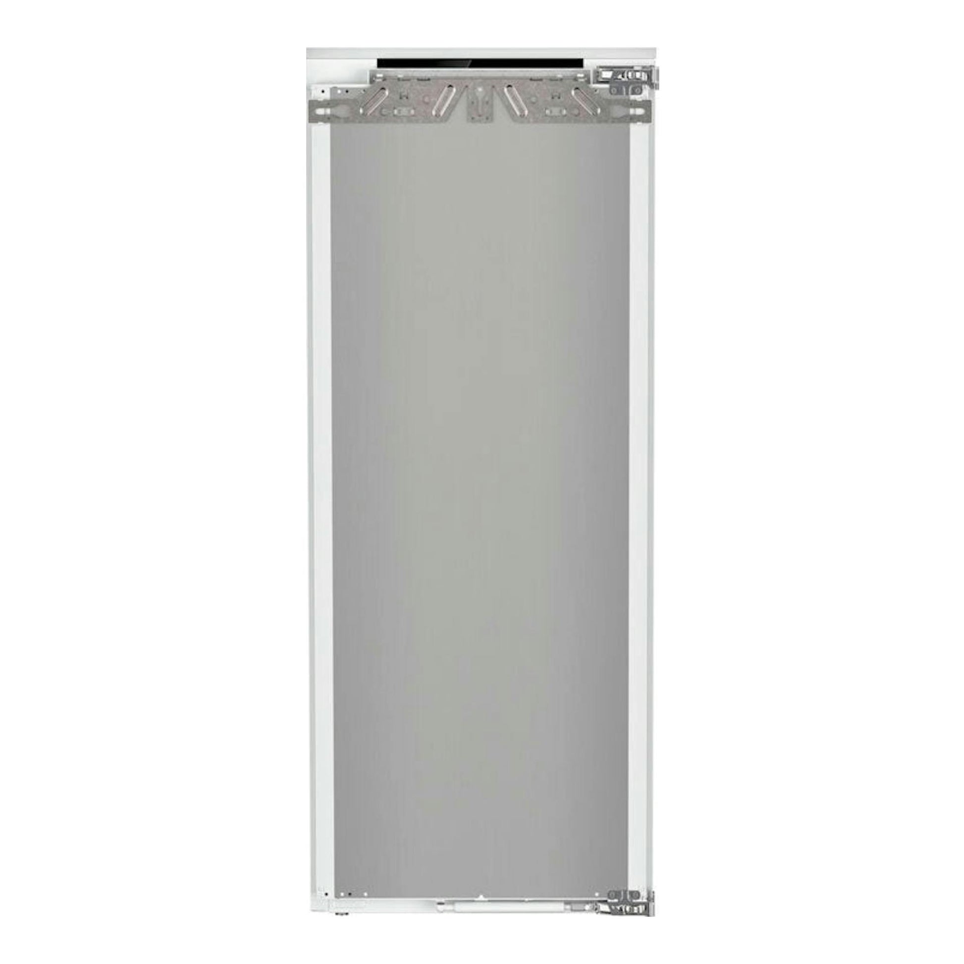 Liebherr IRd 4521: frigorífico integrable de una puerta, vista frontal, panel gris con herrajes superiores.