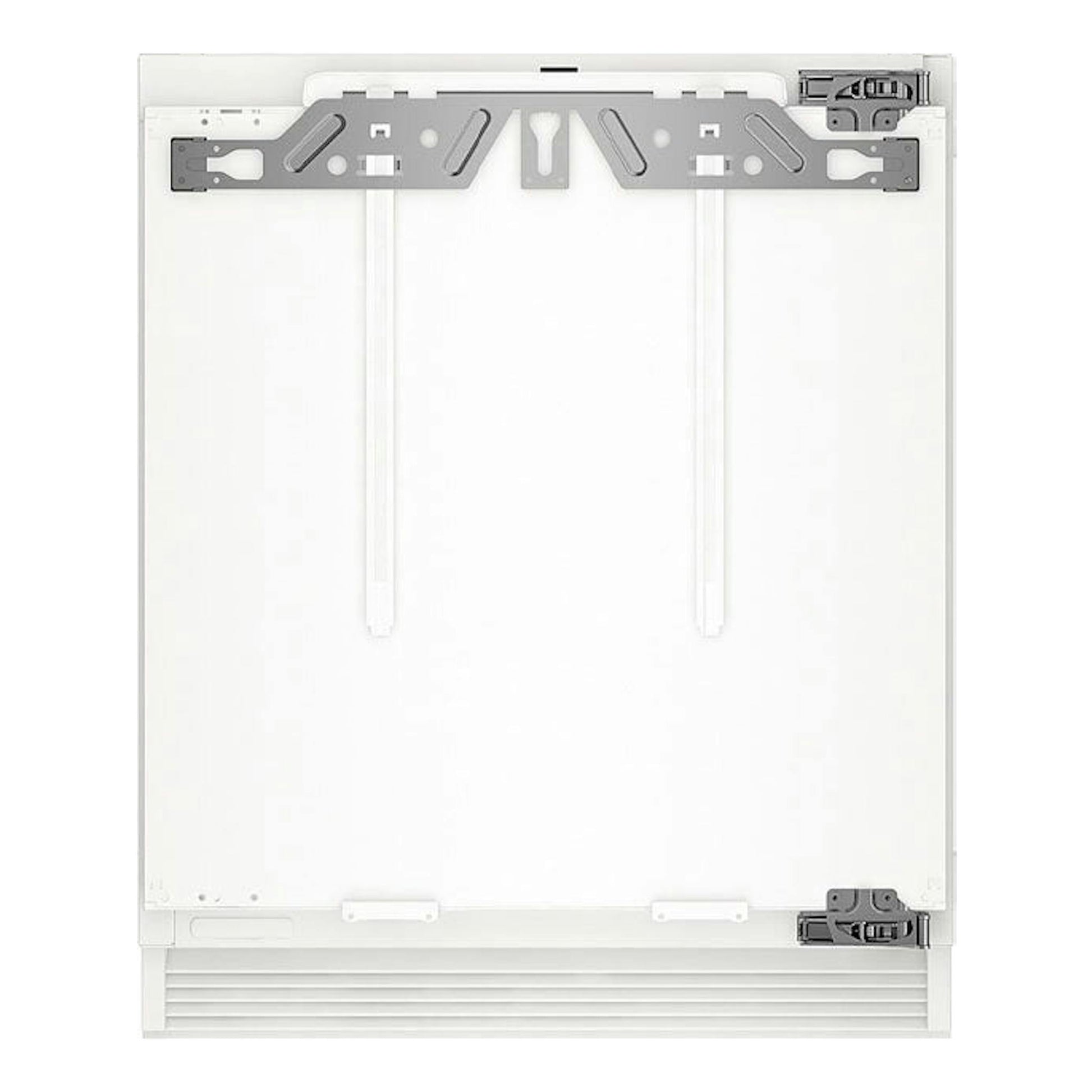 Panel blanco de frigorífico integrable Liebherr UIK 1510 001 26, con herrajes y rejilla inferior.