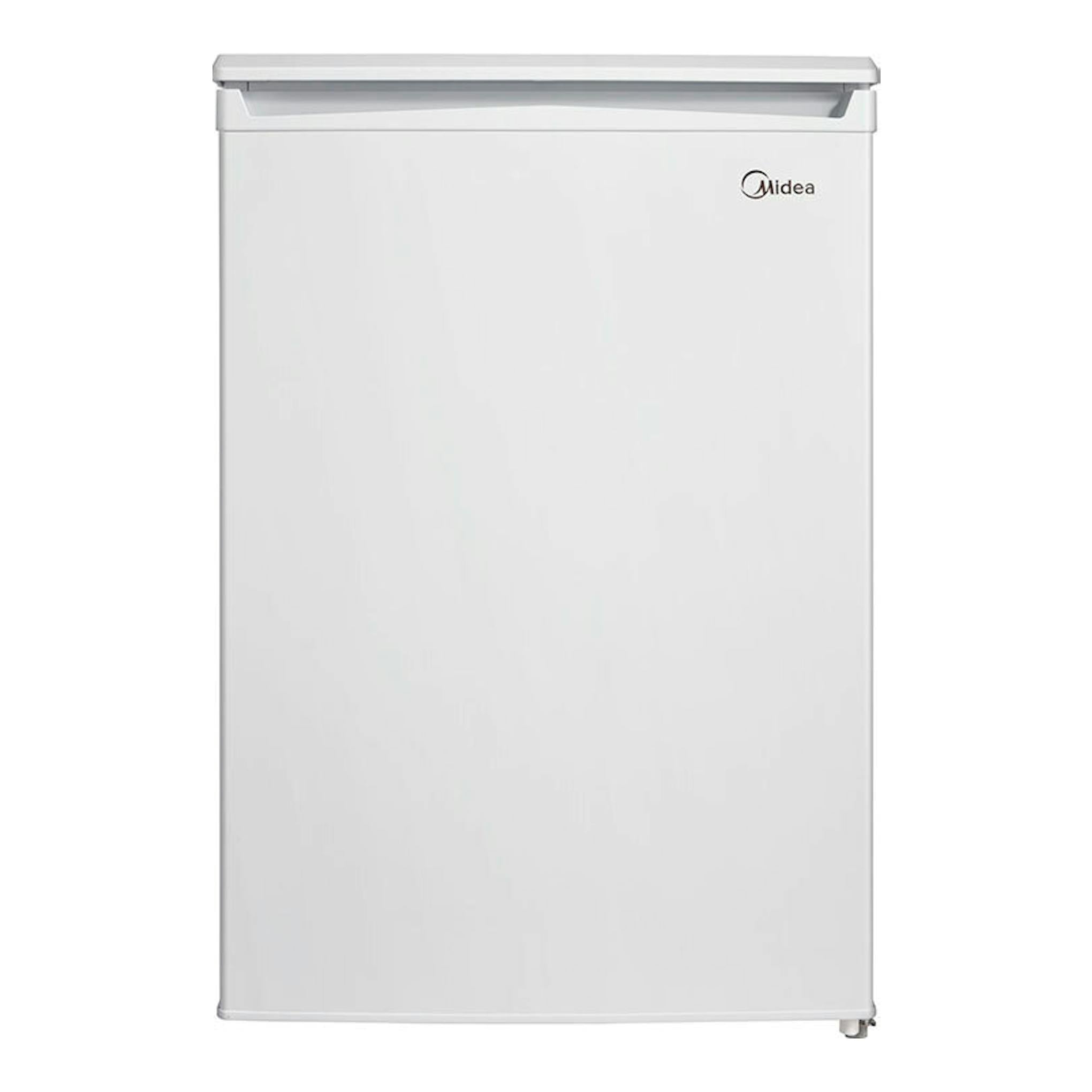 Frigorífico blanco Midea MDRD168FGE01, vista frontal de una puerta.