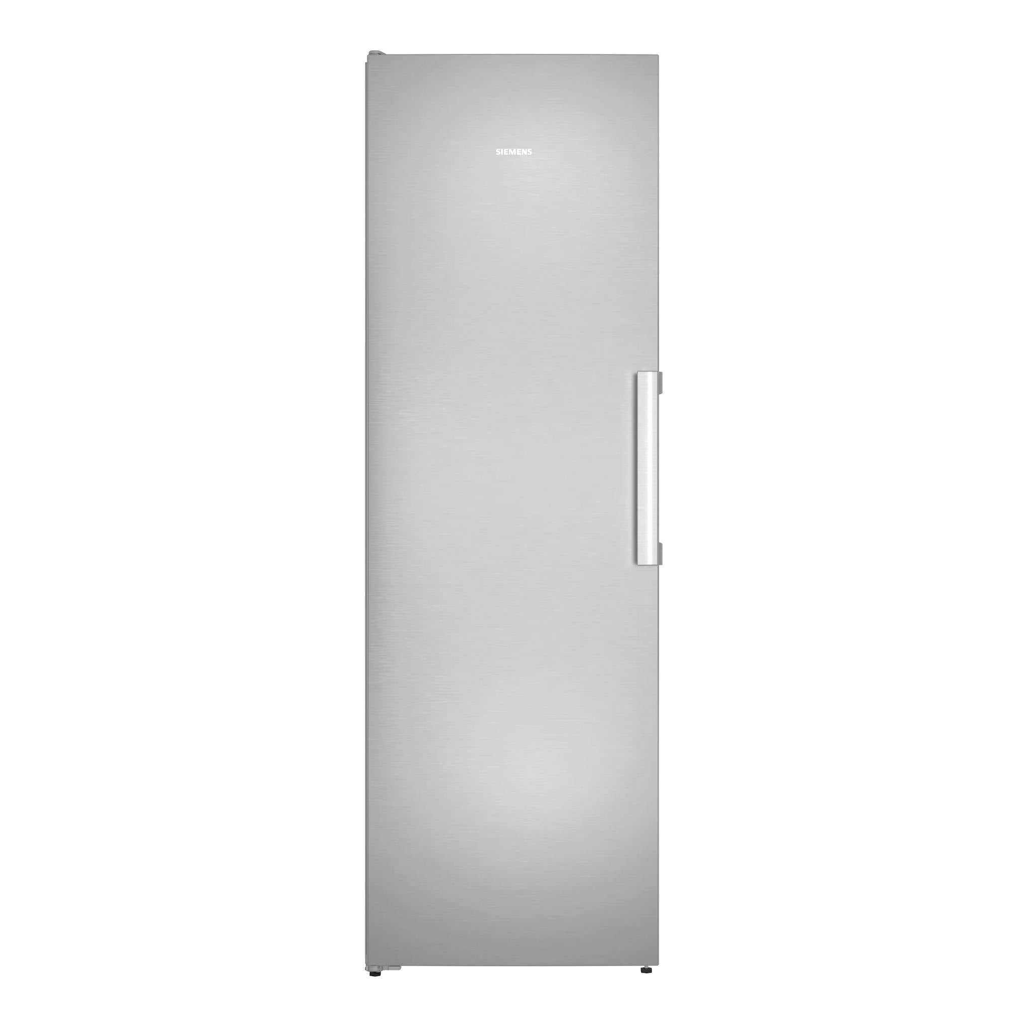 Frigorífico Siemens KS36NVICG de una puerta, color inox, vista frontal con tirador vertical.