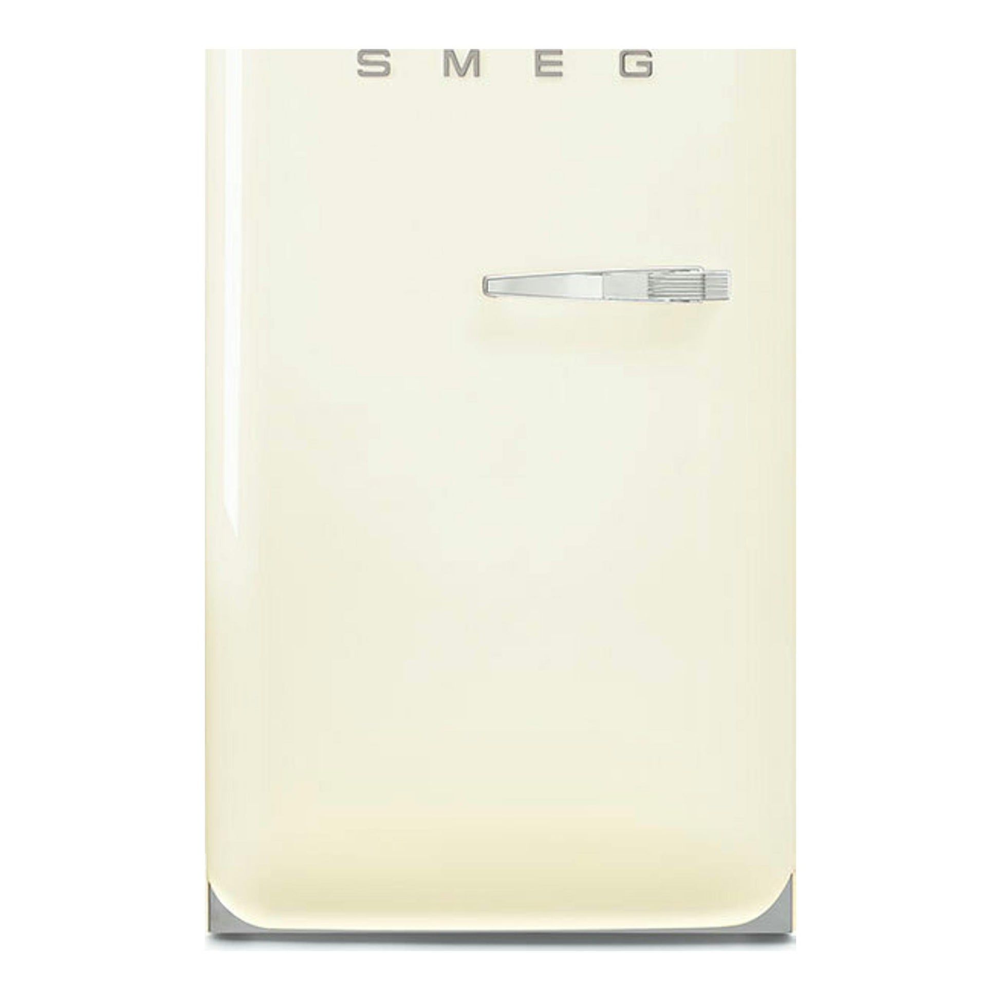 Frigorífico Smeg FAB10LCR6 crema, vista frontal, con una puerta y tirador cromado.