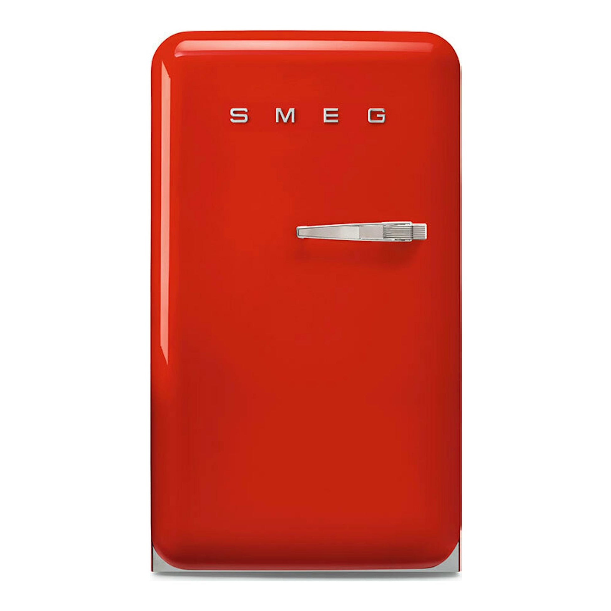 Frigorífico Smeg FAB10LRD6 rojo, vista frontal, con una puerta.