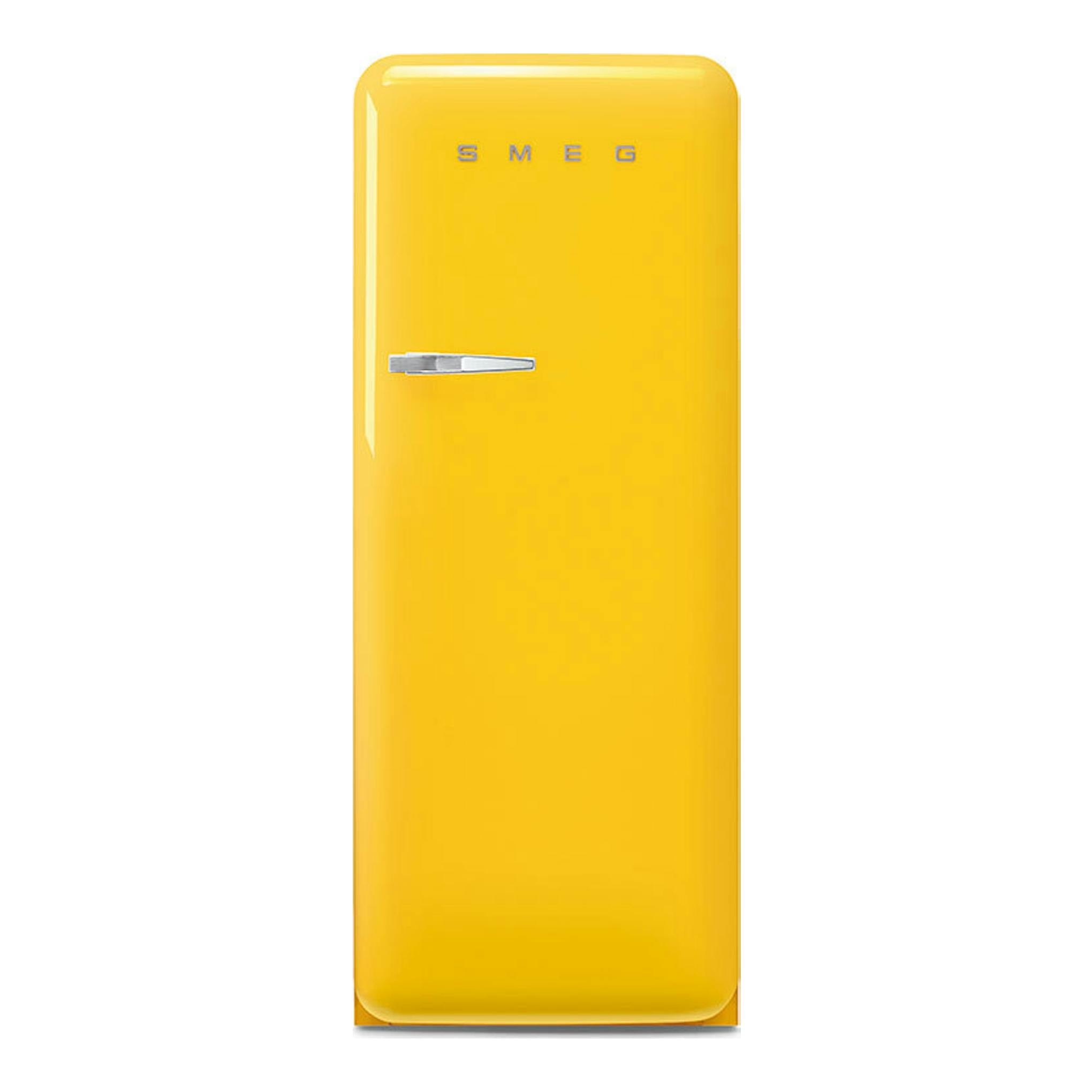 Frigorífico Smeg FAB28RYW6 amarillo, vista frontal de una puerta.