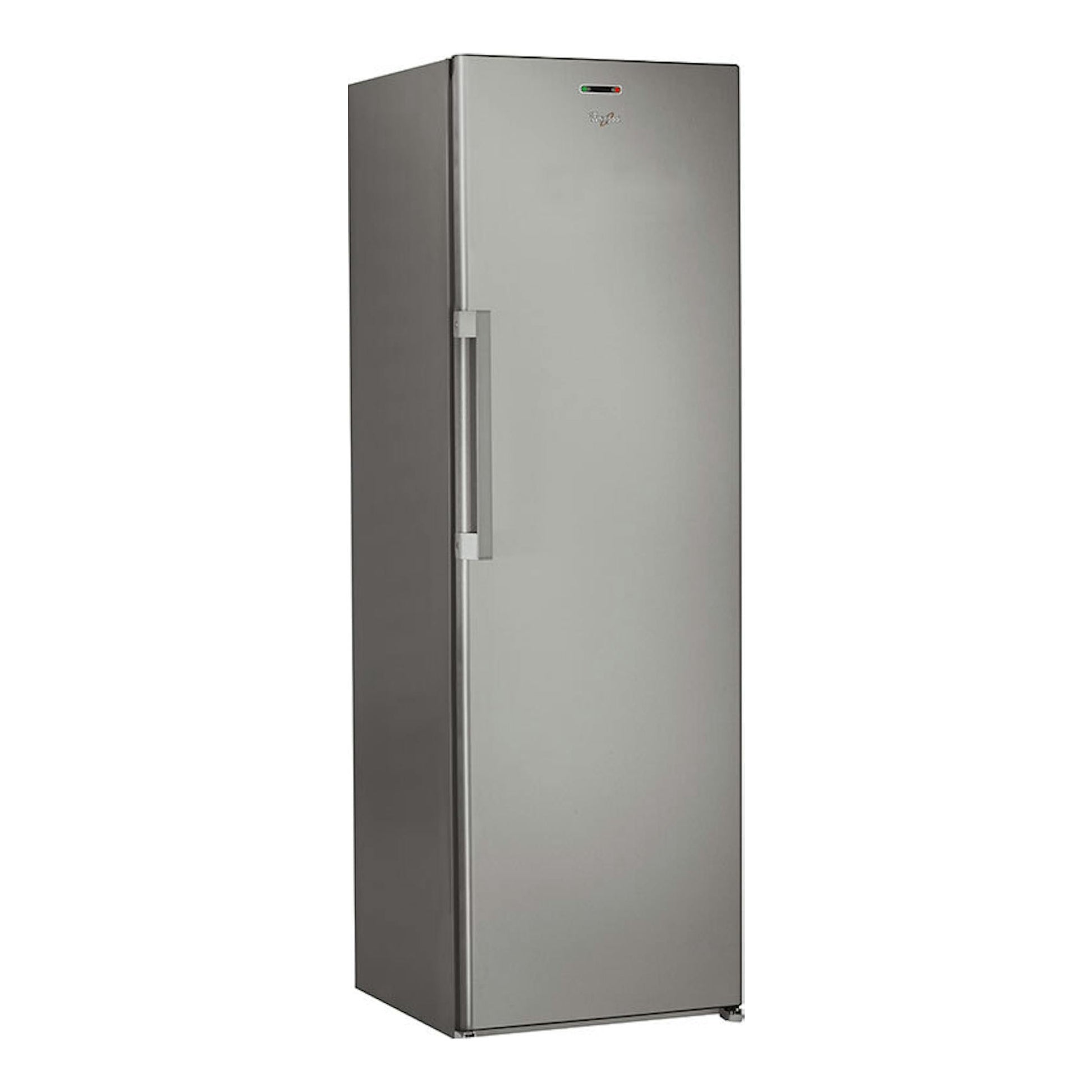 Frigorífico Whirlpool WHMLF 6442 XP4E inox, de una puerta, vista frontal, con tirador vertical.