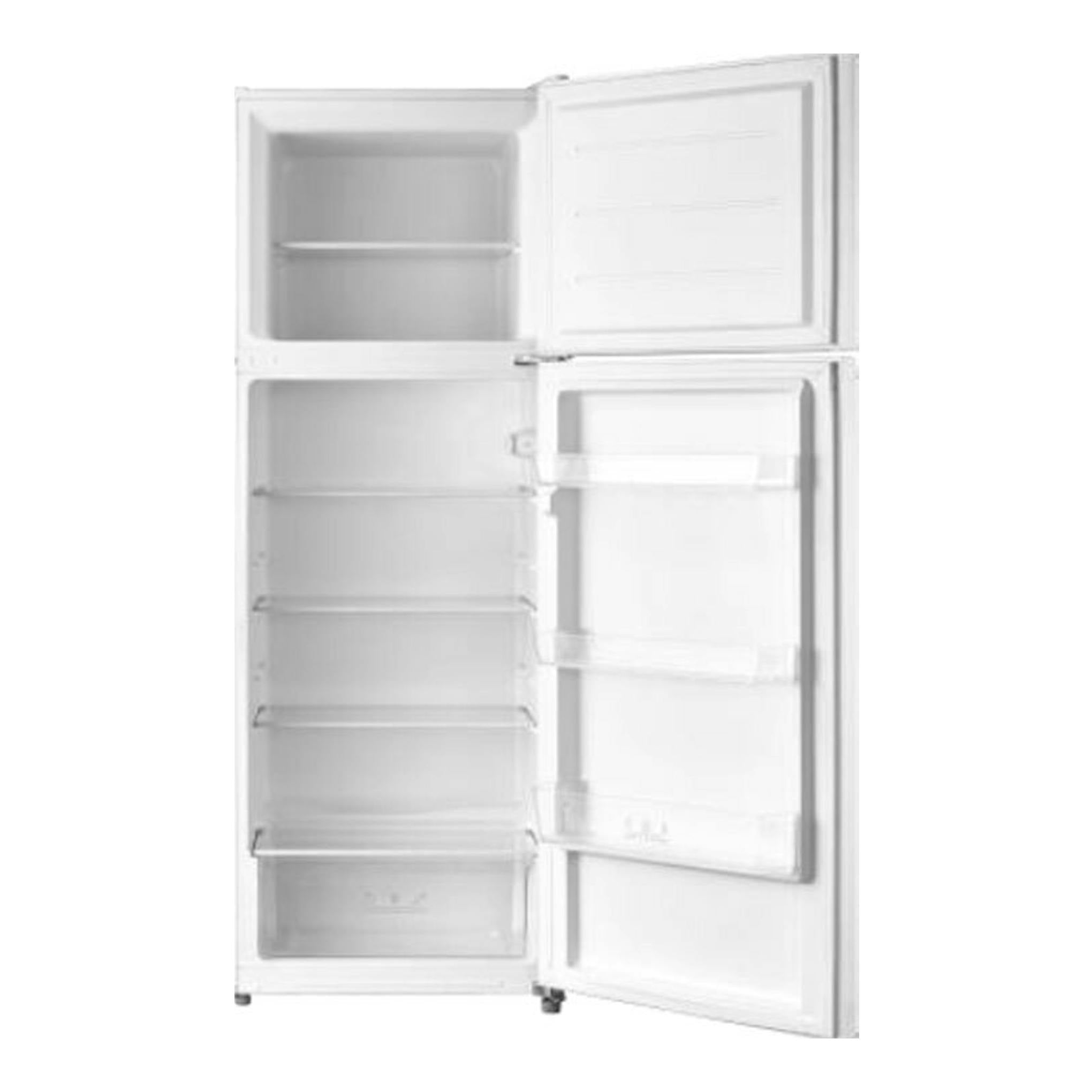 Frigorífico blanco Teka RTF13630 de 2 puertas, vista frontal abierta con interior visible.