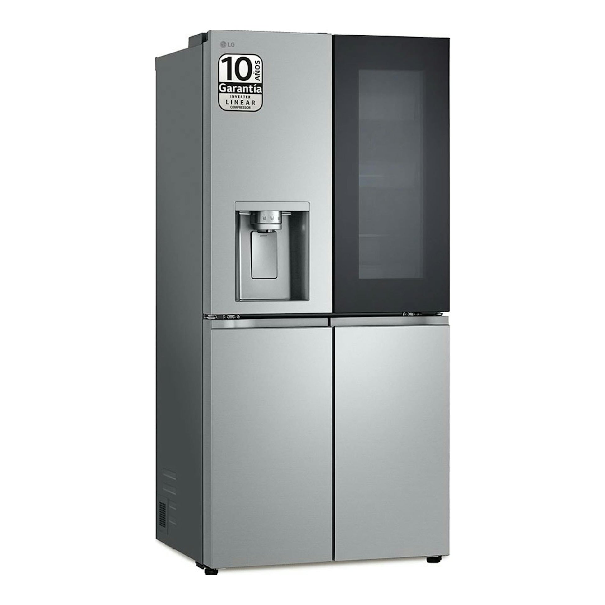 Frigorífico americano LG GMG861MBAE en acero inoxidable, con puerta InstaView y dispensador de agua.
