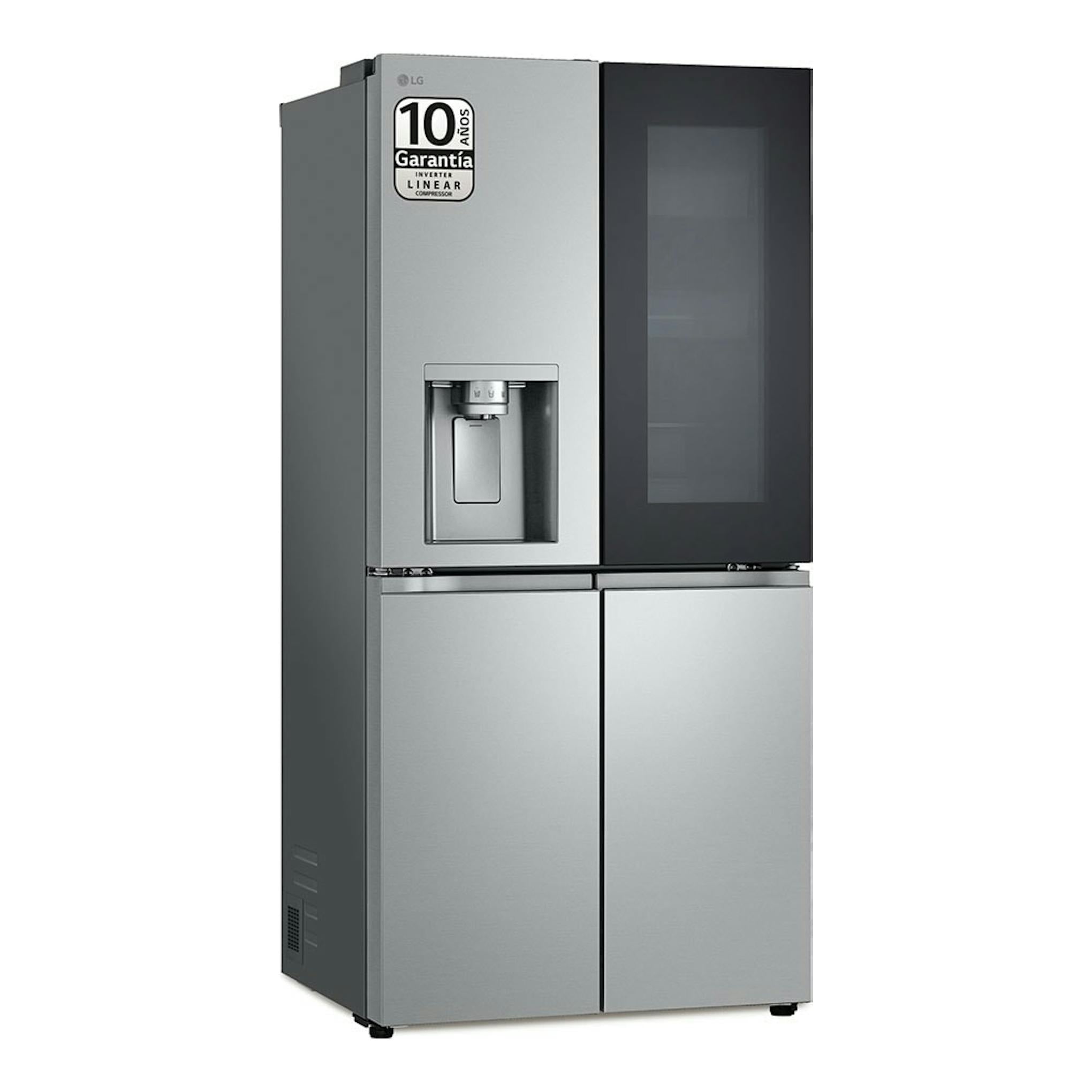 Frigorífico americano LG GMG861MBAE en acero inoxidable, con puerta InstaView y dispensador de agua.