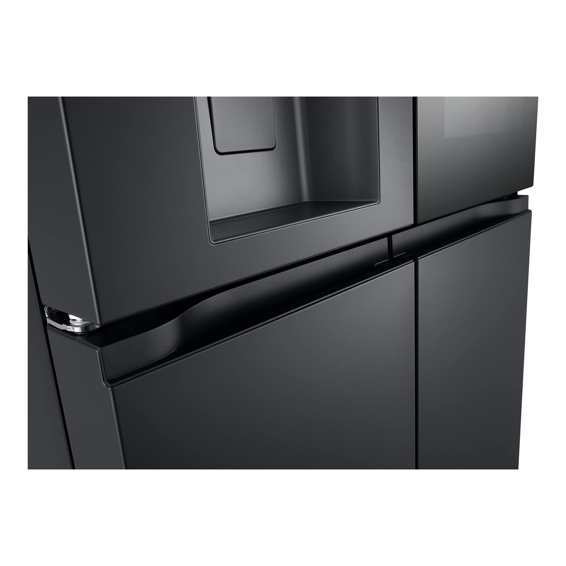 Frigorífico LG GMG960EVJE negro, detalle frontal en primer plano con puerta InstaView.