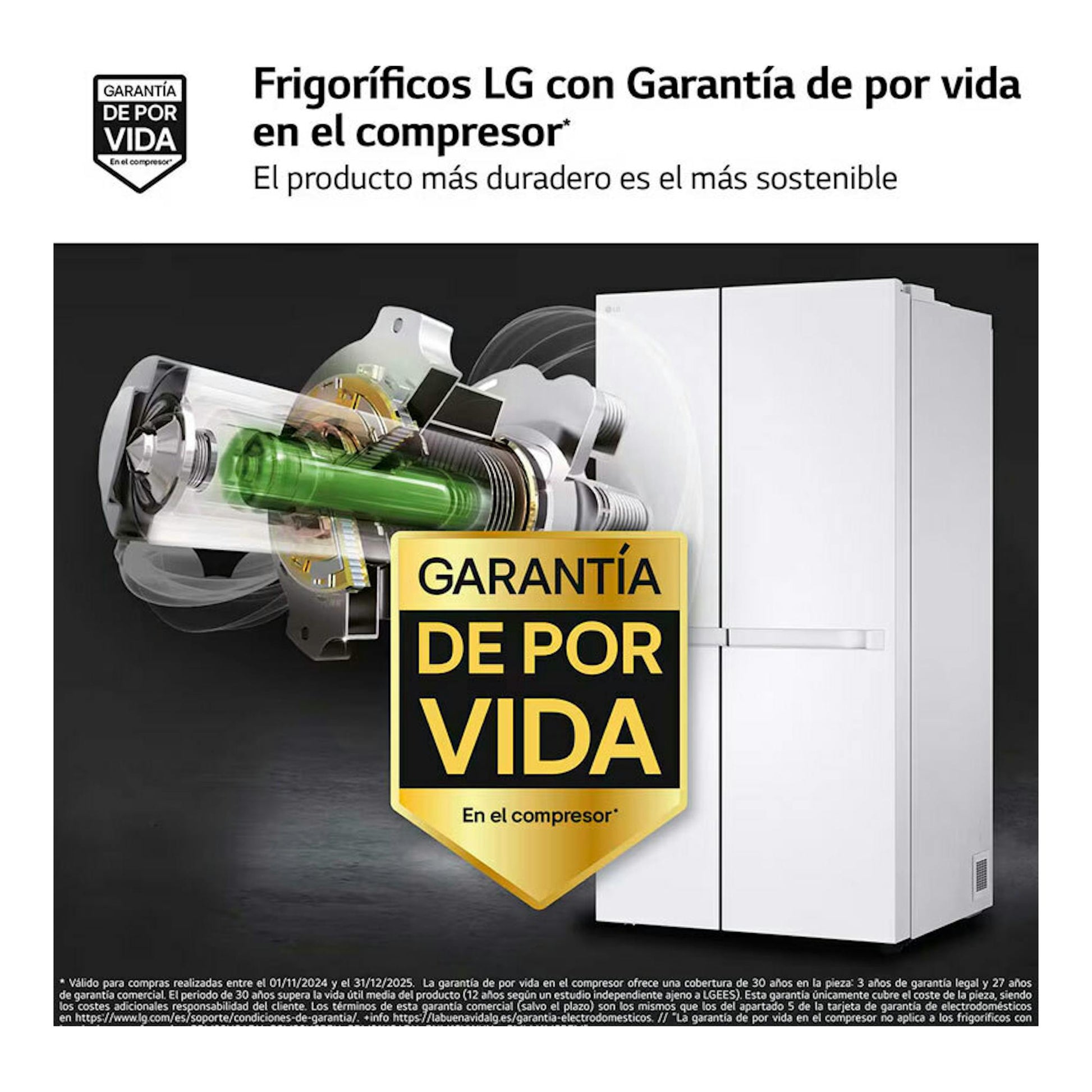 Frigorífico americano blanco LG GSBC40SWPE, vista frontal, con puertas dobles.