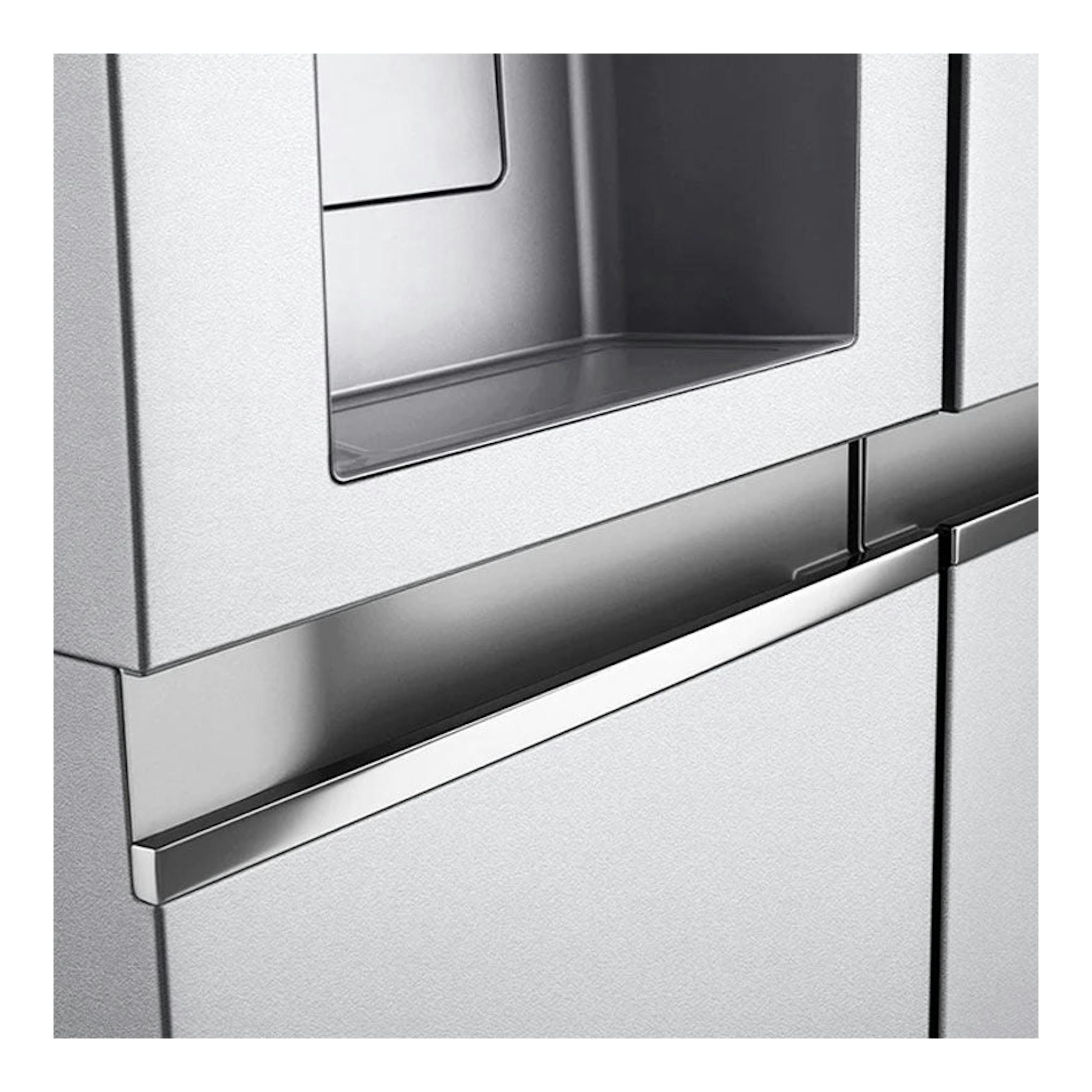 Frigorífico americano LG GSLV91MBAD en inox, vista de cerca del dispensador y las puertas frontales.