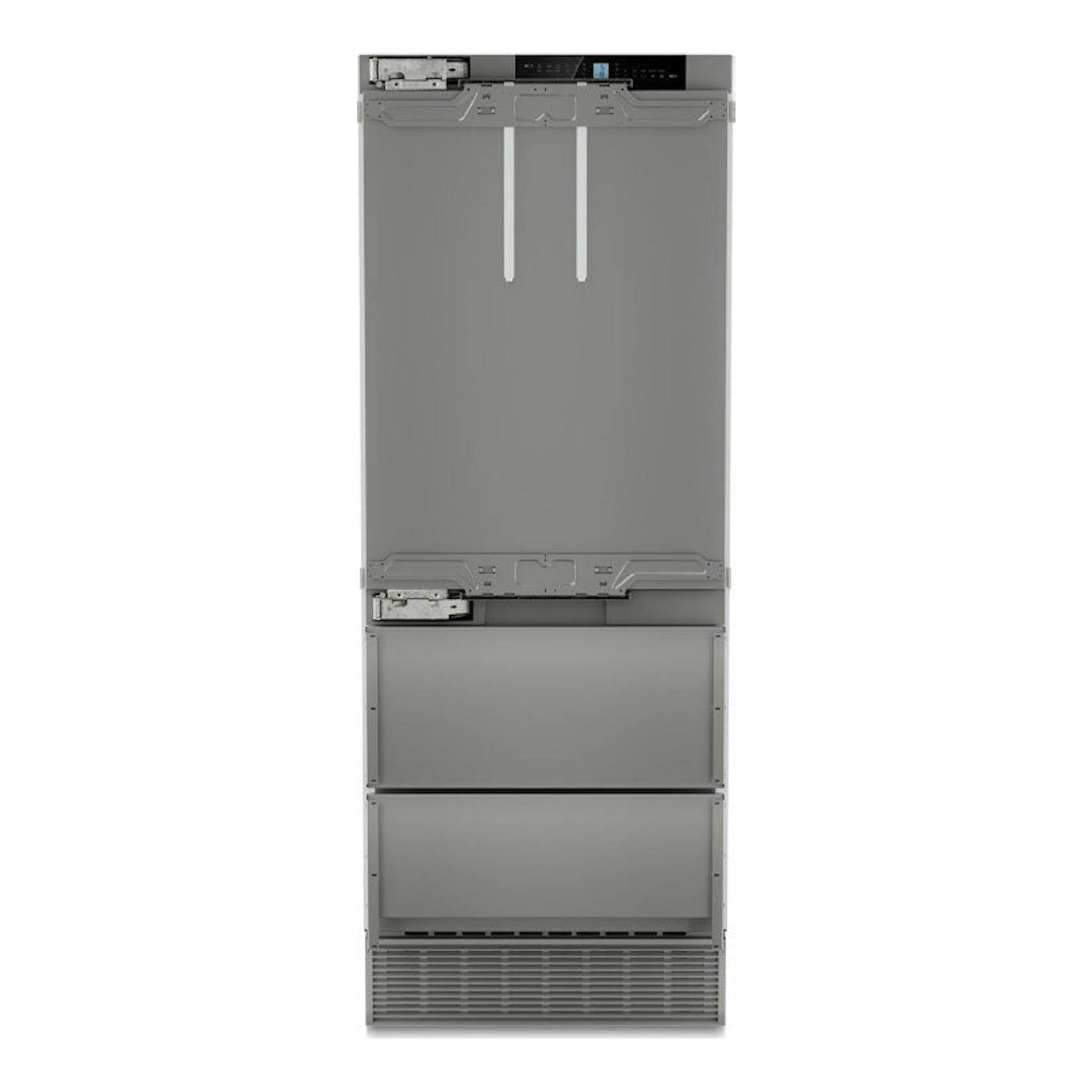 Liebherr ECBNe 7871 617 20 Inox, vista trasera de frigorífico americano empotrable en color gris inox.