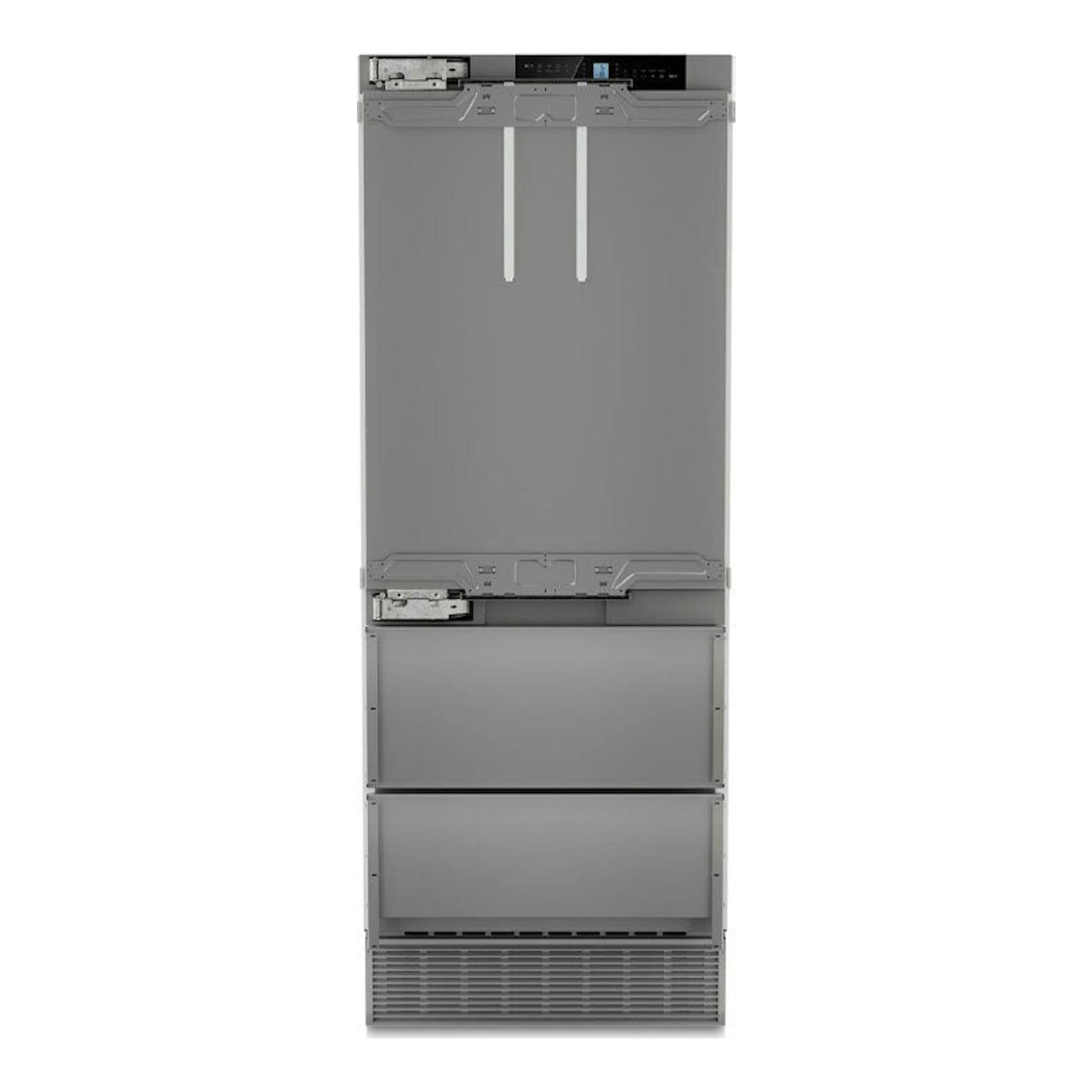 Liebherr ECBNe 7871 617 20 Inox, vista trasera de frigorífico americano empotrable en color gris inox.