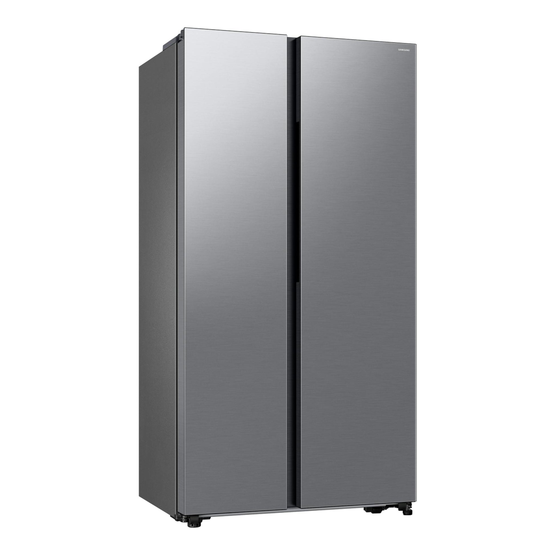 Frigorífico americano Samsung RS57DG400EM9EF, gris inox, vista frontal de dos puertas.