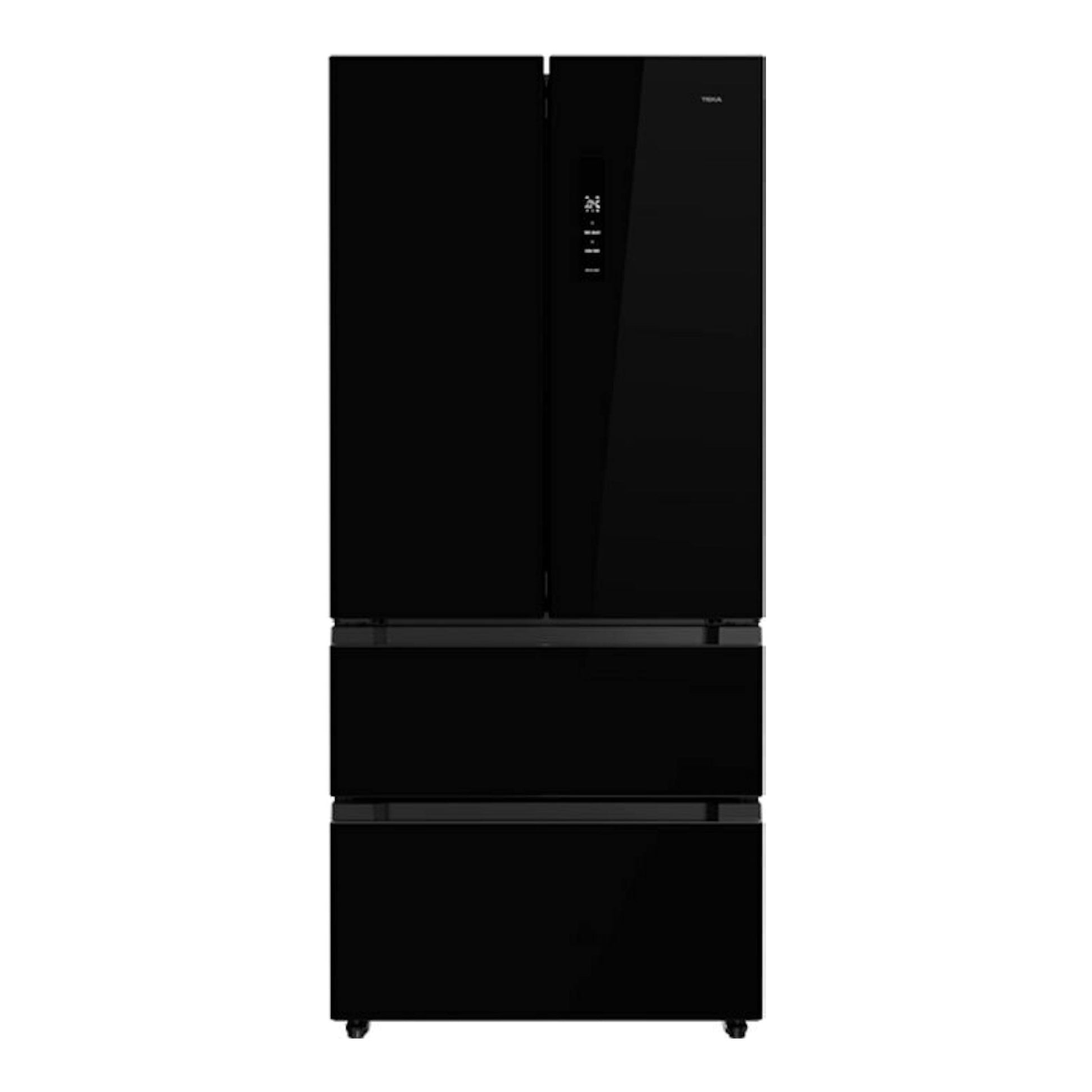 Frigorífico americano Teka RFD77825 de cristal negro, vista frontal.