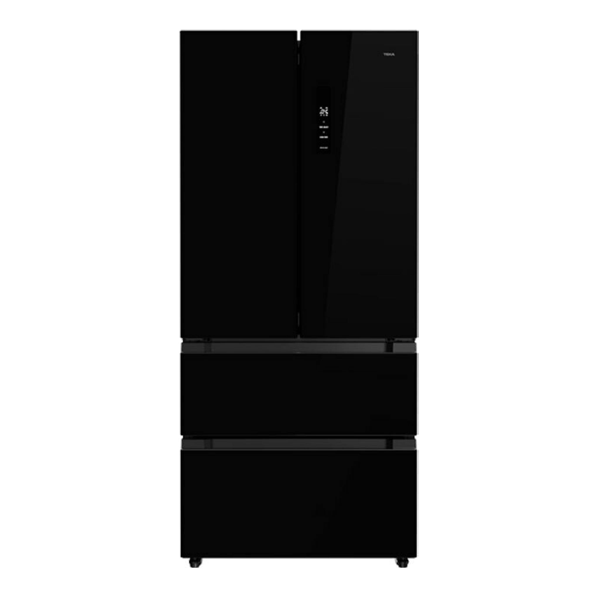 Frigorífico americano Teka RFD77825 de cristal negro, vista frontal.