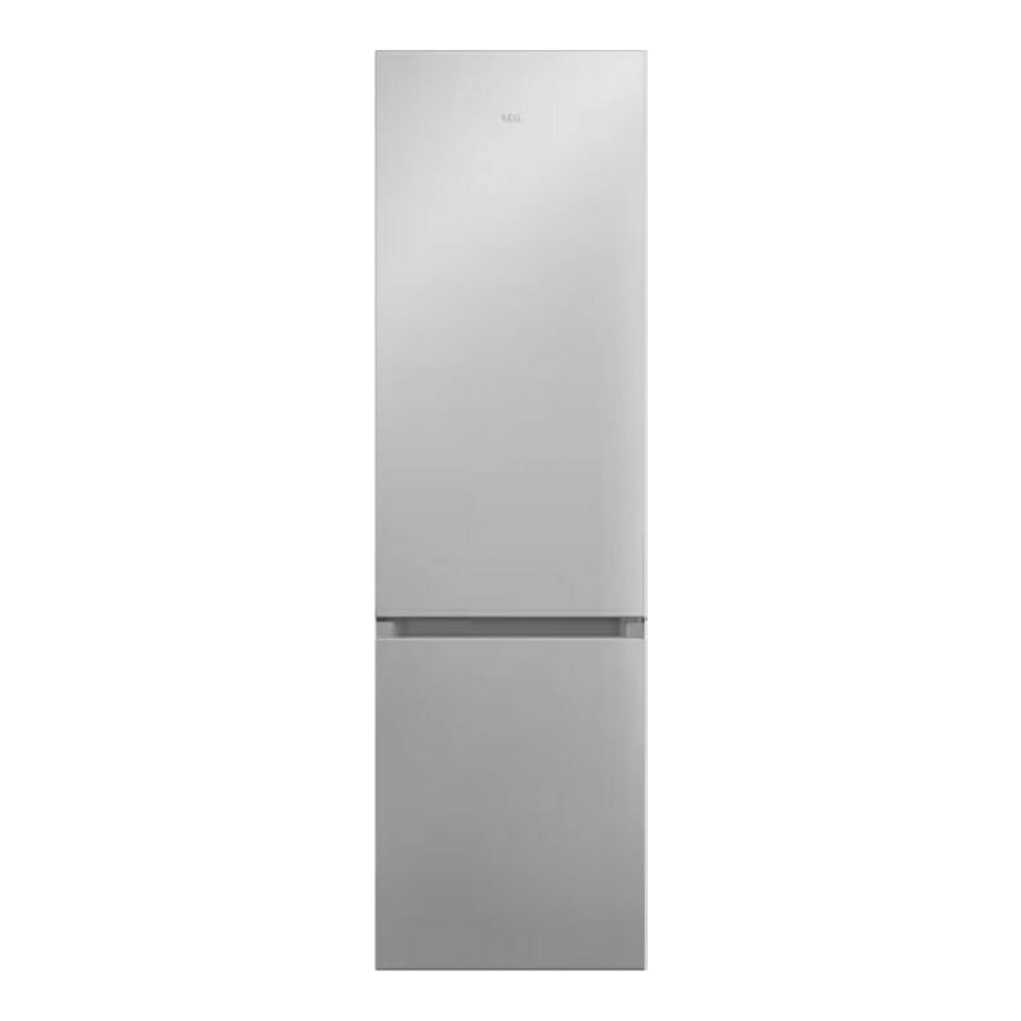 Frigorífico combi AEG ORC6N361DS inox, vista frontal, dos puertas con congelador inferior.