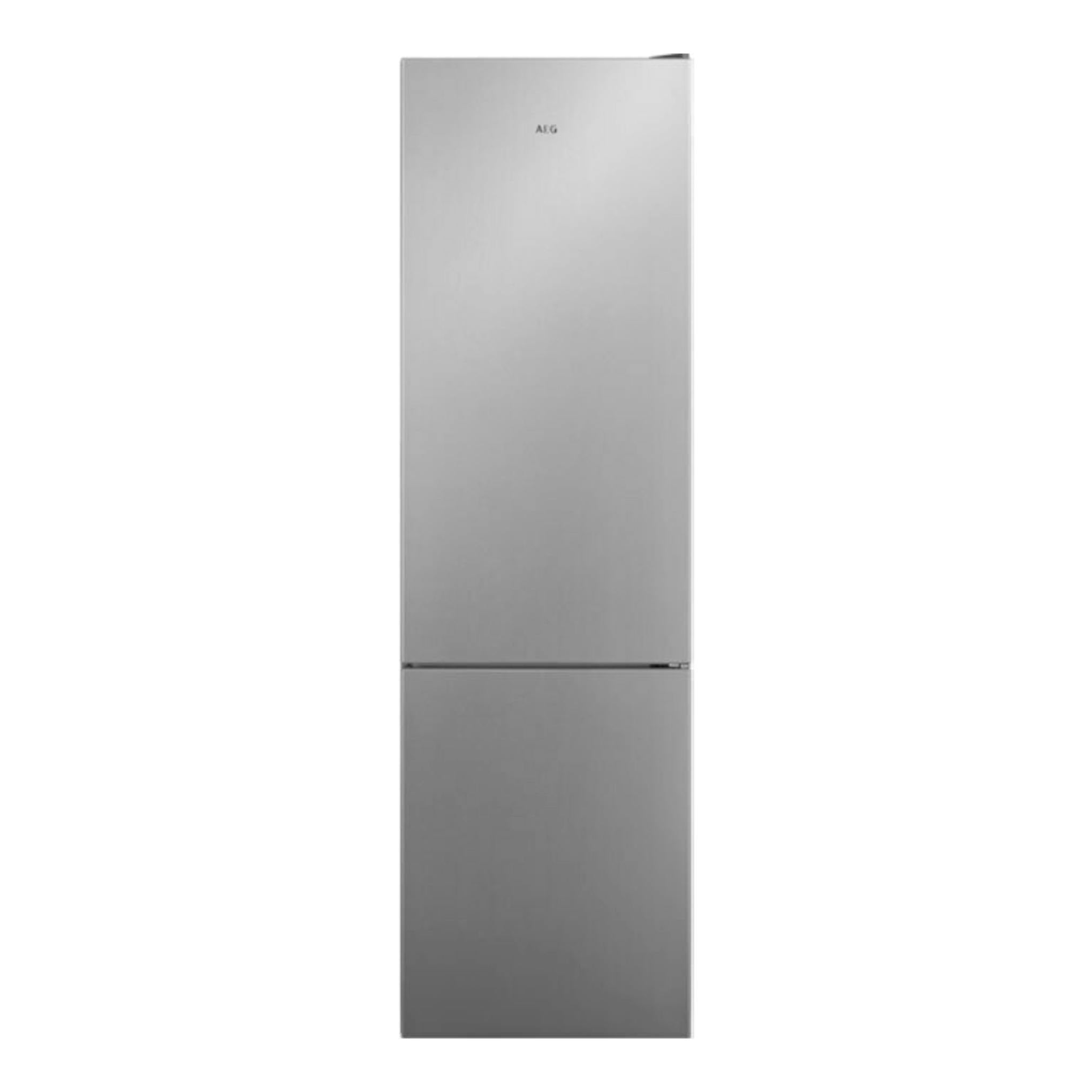 Frigorífico combi AEG ORC6N361ES inox, vista frontal, de dos puertas y acabado metálico.