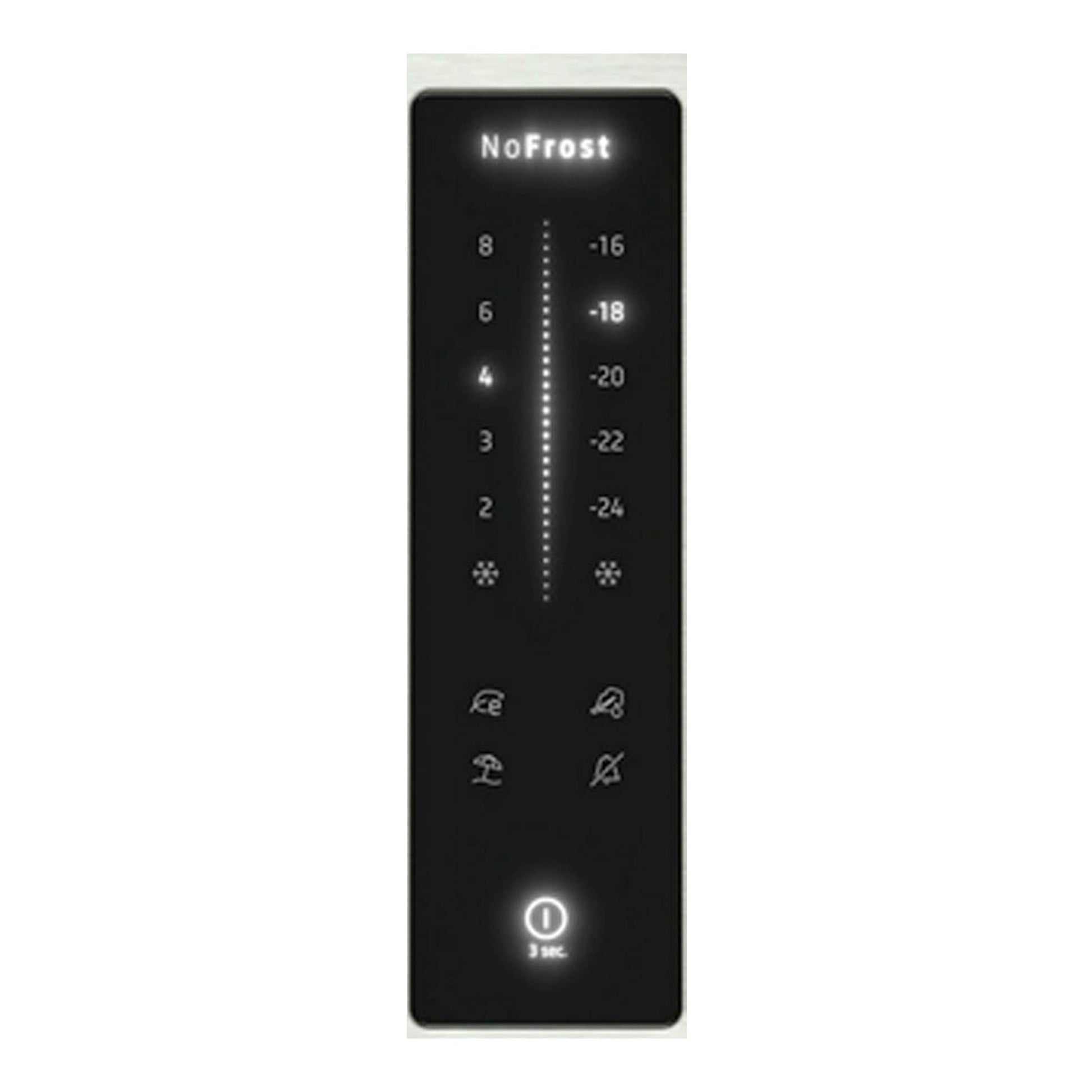 Panel táctil NoFrost de frigorífico Balay 3KFC867XI en acero inoxidable.