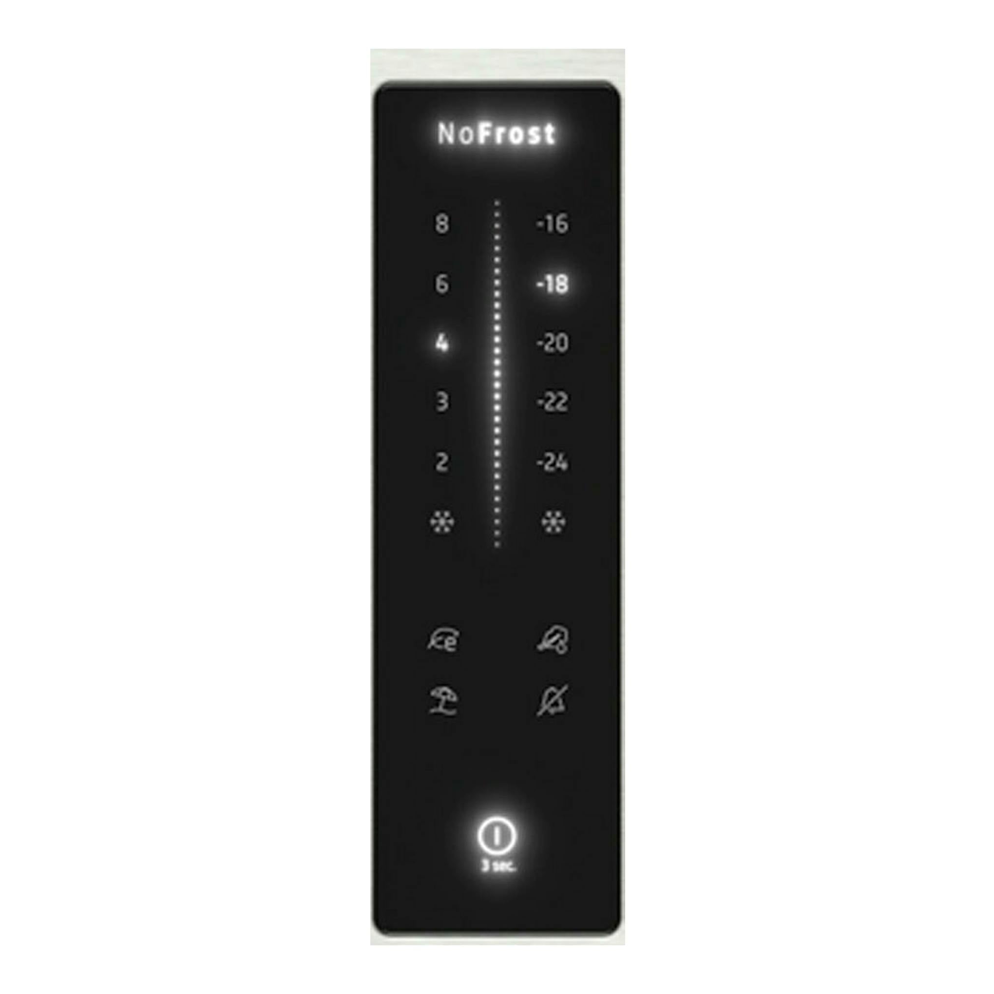 Panel táctil NoFrost de frigorífico Balay 3KFC867XI en acero inoxidable.