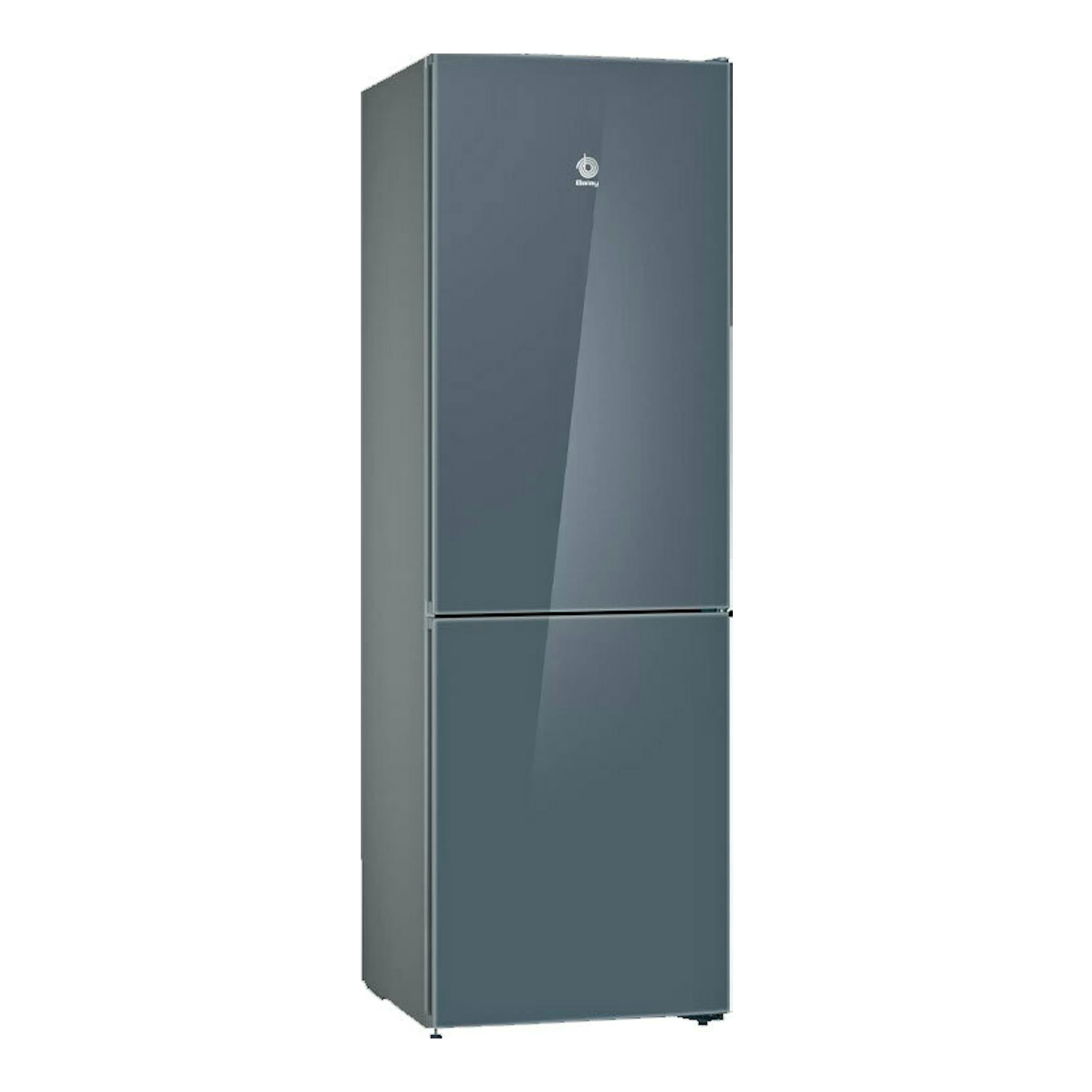 Frigorífico combi Balay 3KFD565AI gris, vista frontal, dos puertas, acabado brillante.