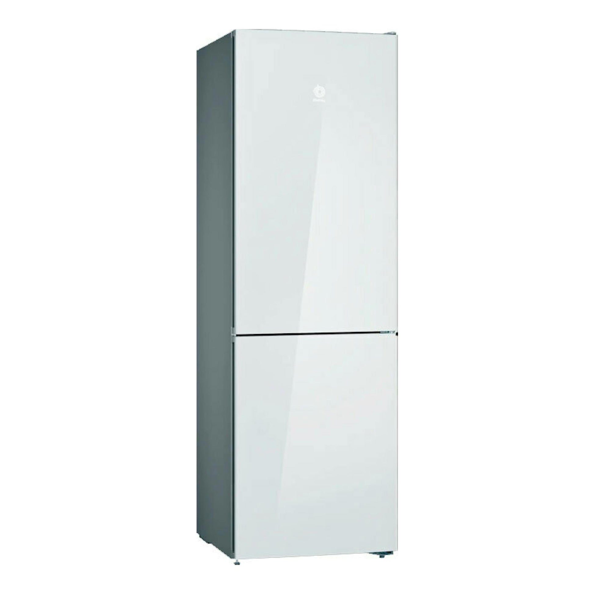 Frigorífico combi Balay 3KFD565BI blanco, vista frontal en ángulo con lateral izquierdo visible.