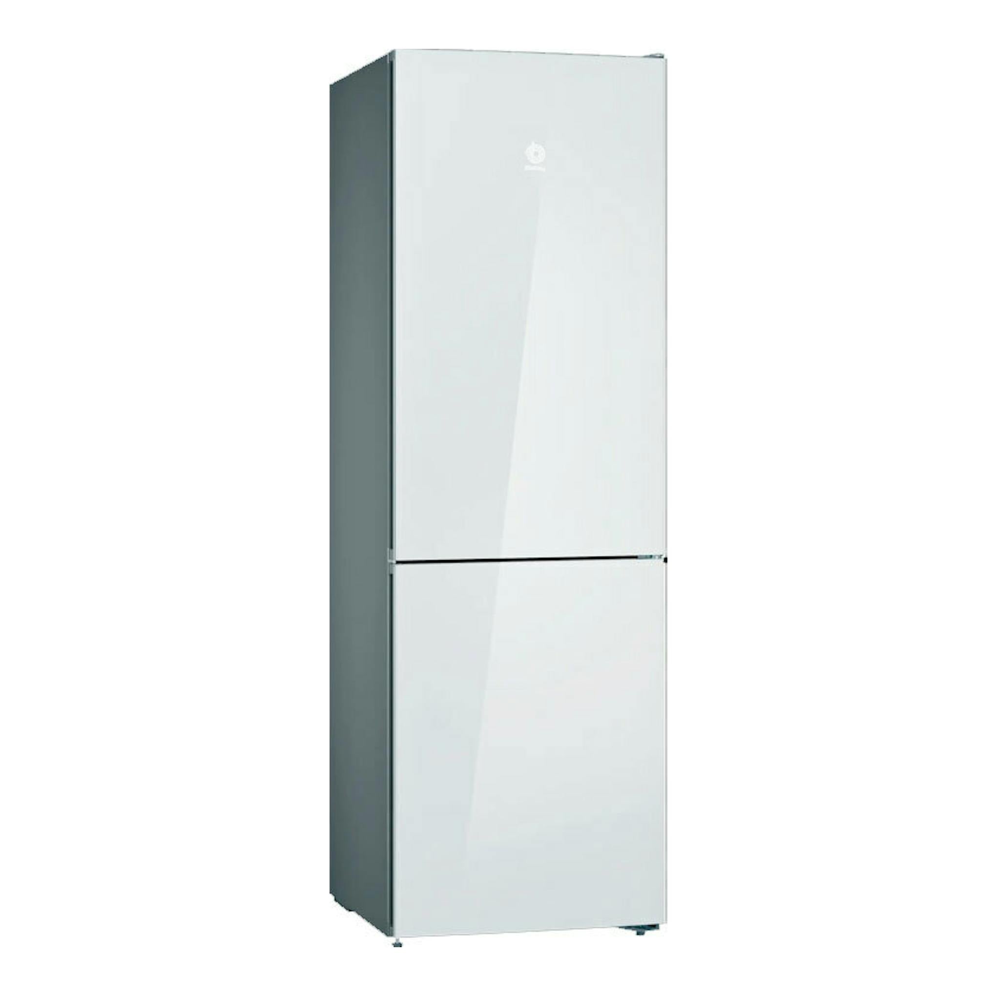 Frigorífico combi Balay 3KFD565BI blanco, vista frontal en ángulo con lateral izquierdo visible.
