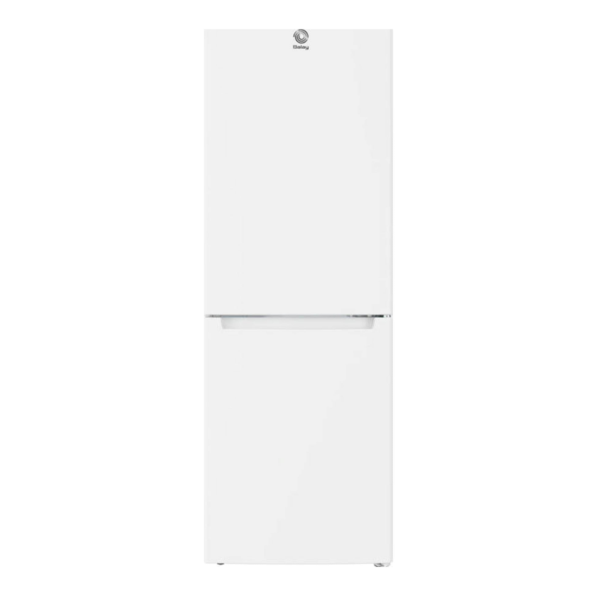 Frigorífico combi Balay 3KFE551WI blanco, vista frontal, con congelador inferior.