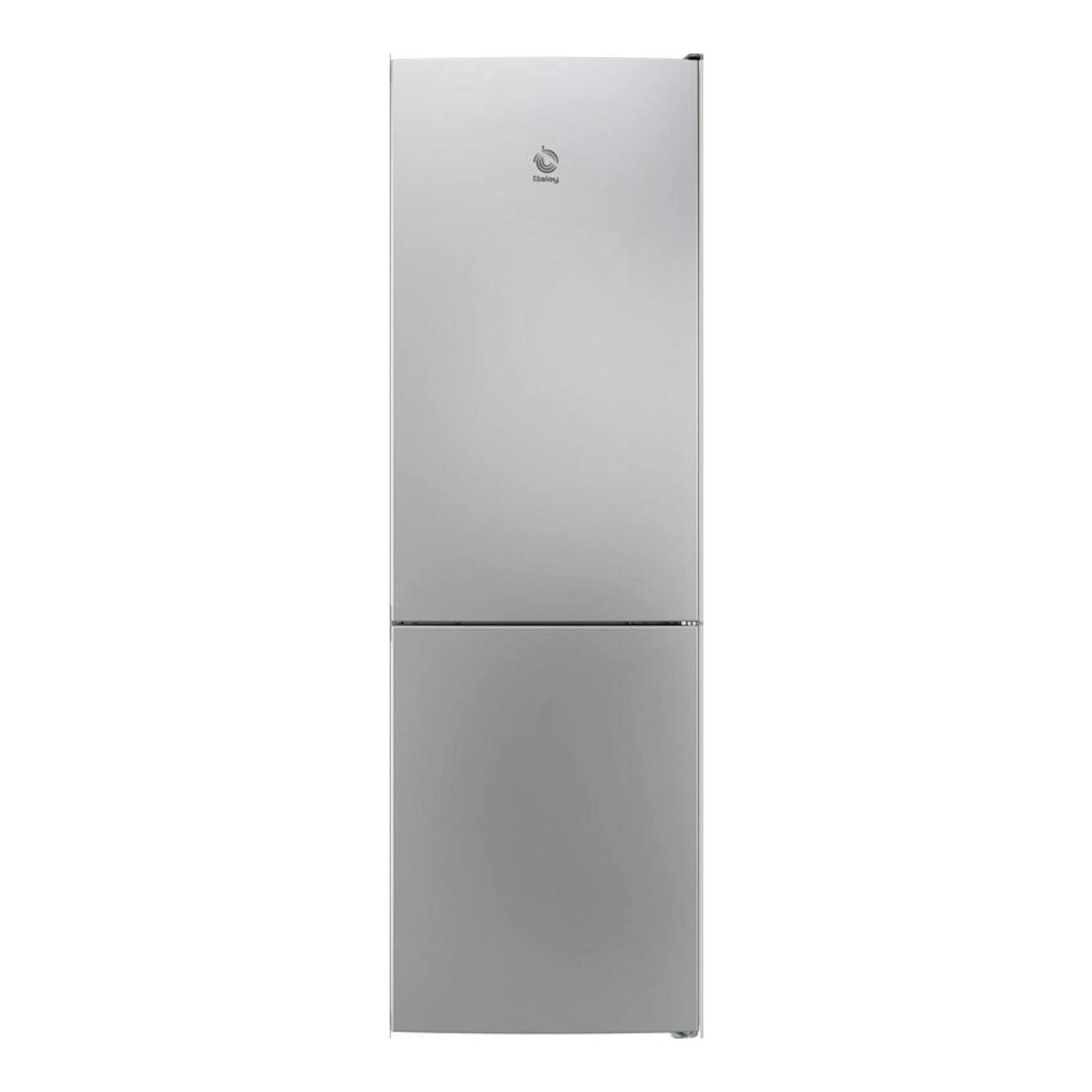Frigorífico combi Balay 3KFE553XI inox, vista frontal, de dos puertas.