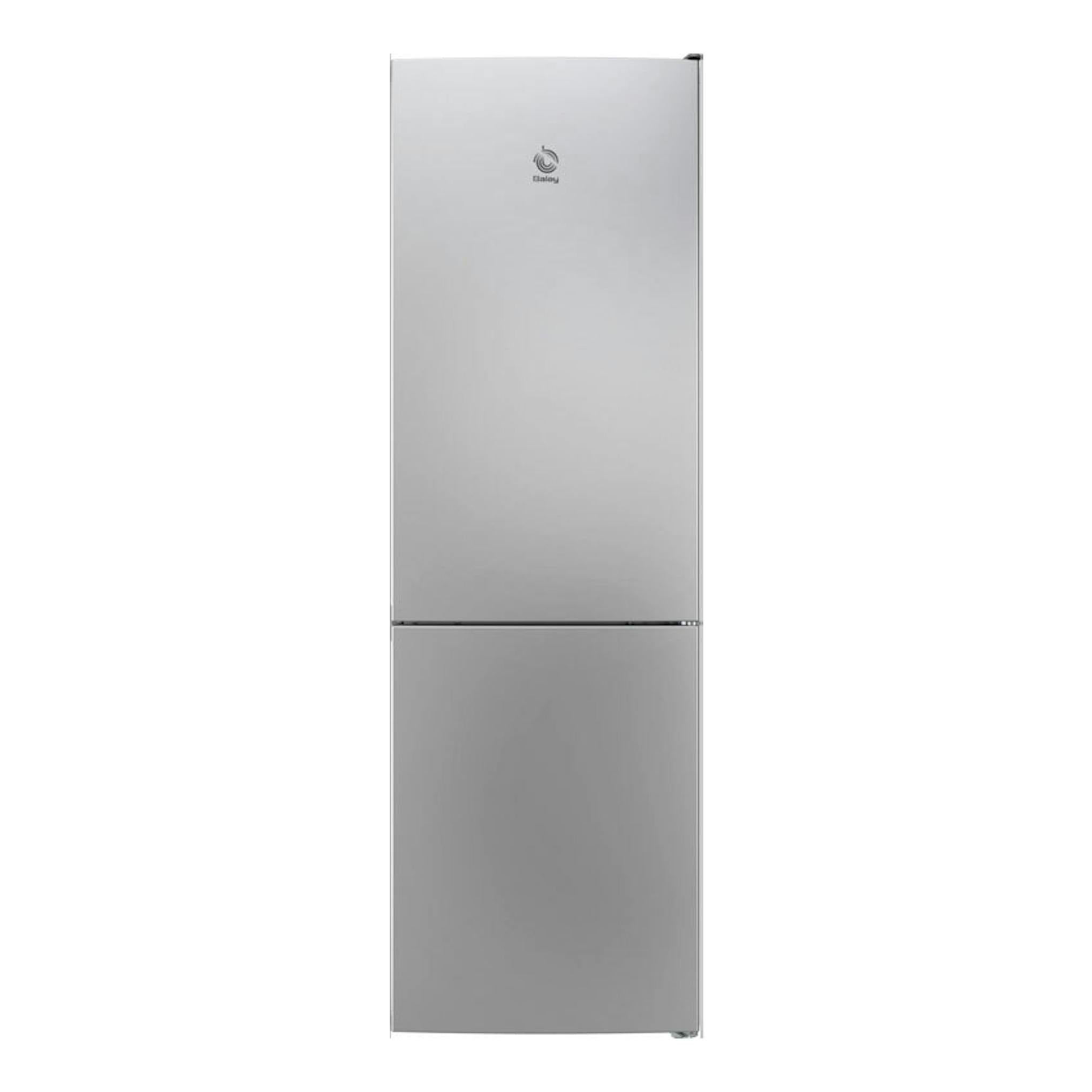 Frigorífico combi Balay 3KFE553XI inox, vista frontal, de dos puertas.