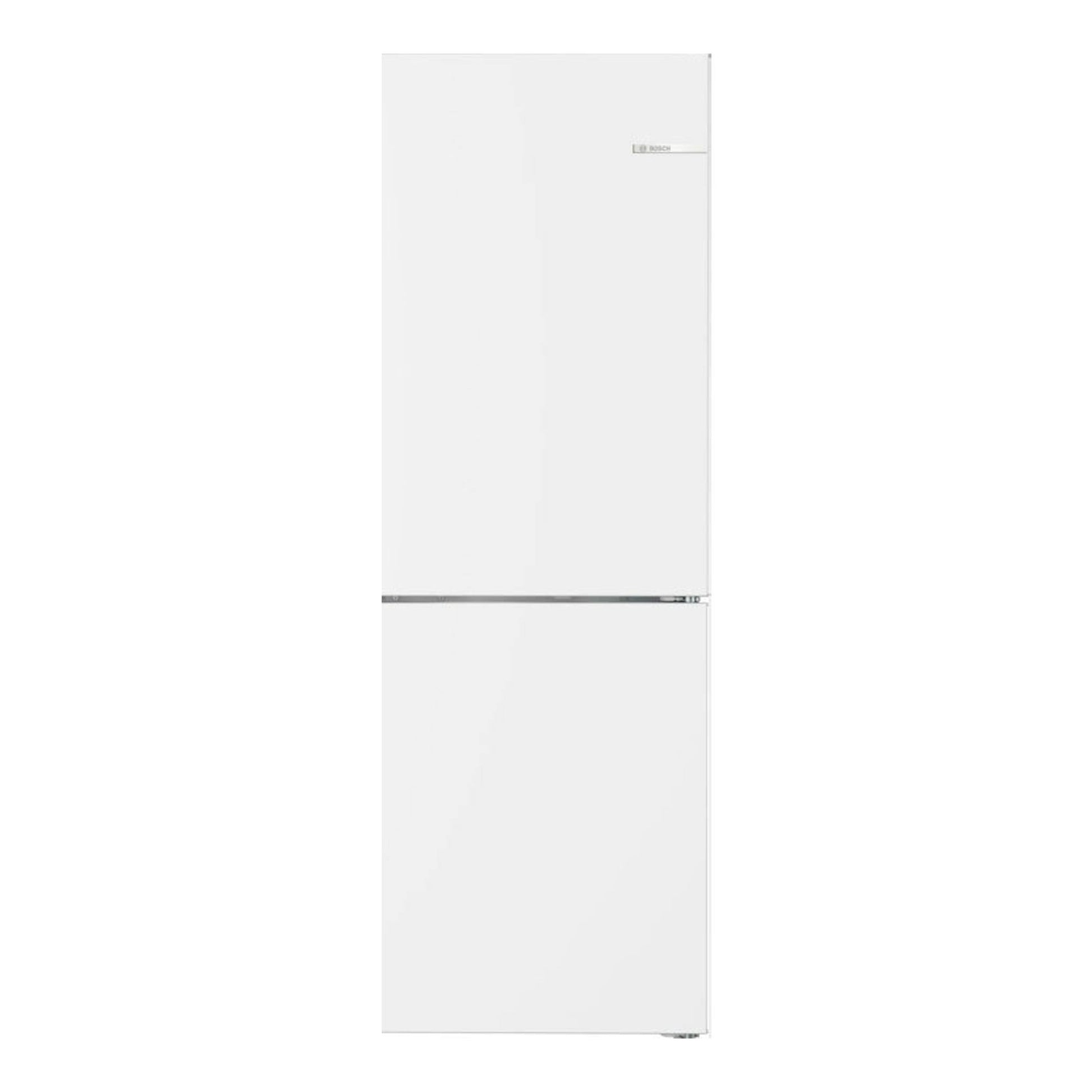 Frigorífico combi Bosch KGN33NWDA blanco, vista frontal sobre fondo blanco.