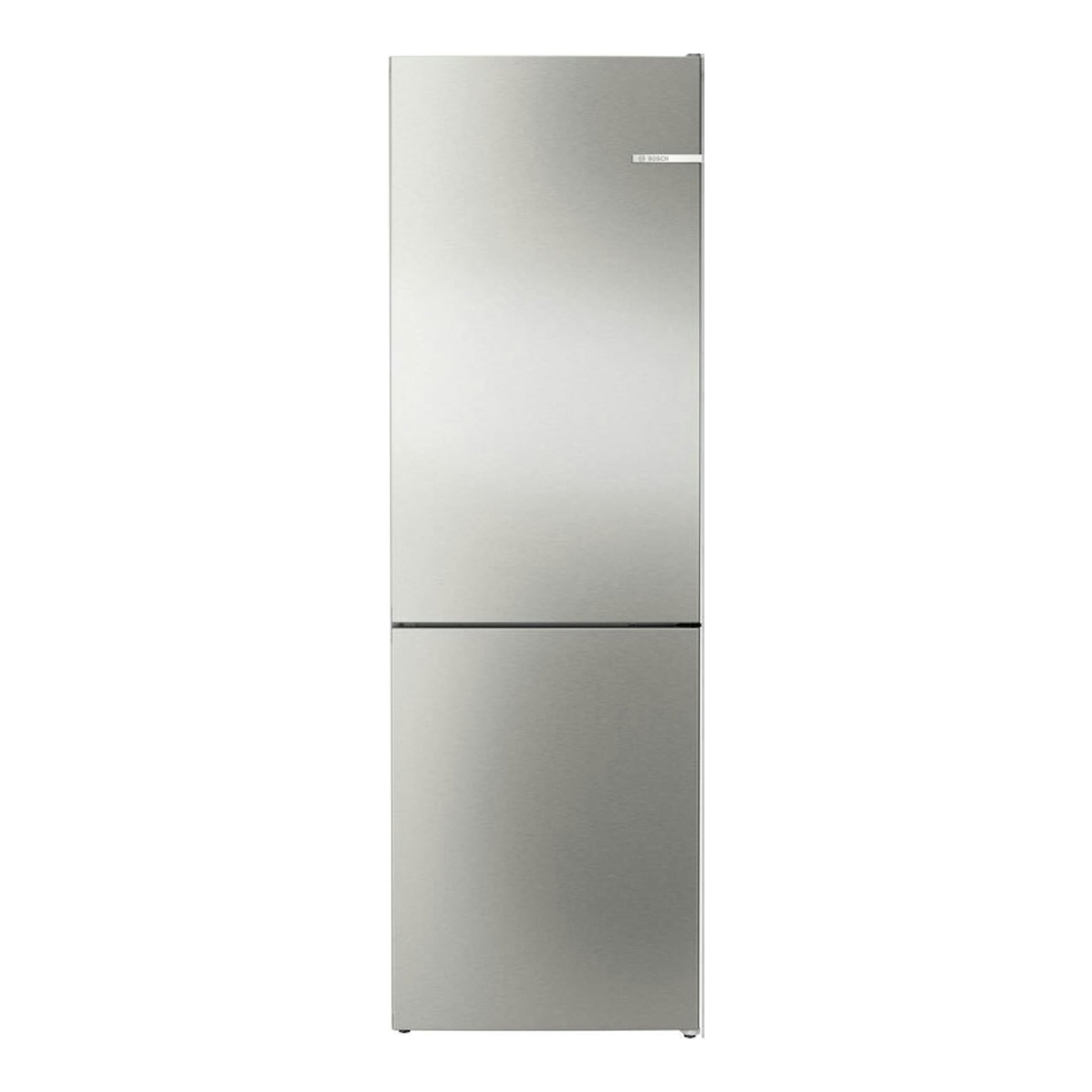 Frigorífico combi Bosch KGN362ICF en acero inoxidable, vista frontal.