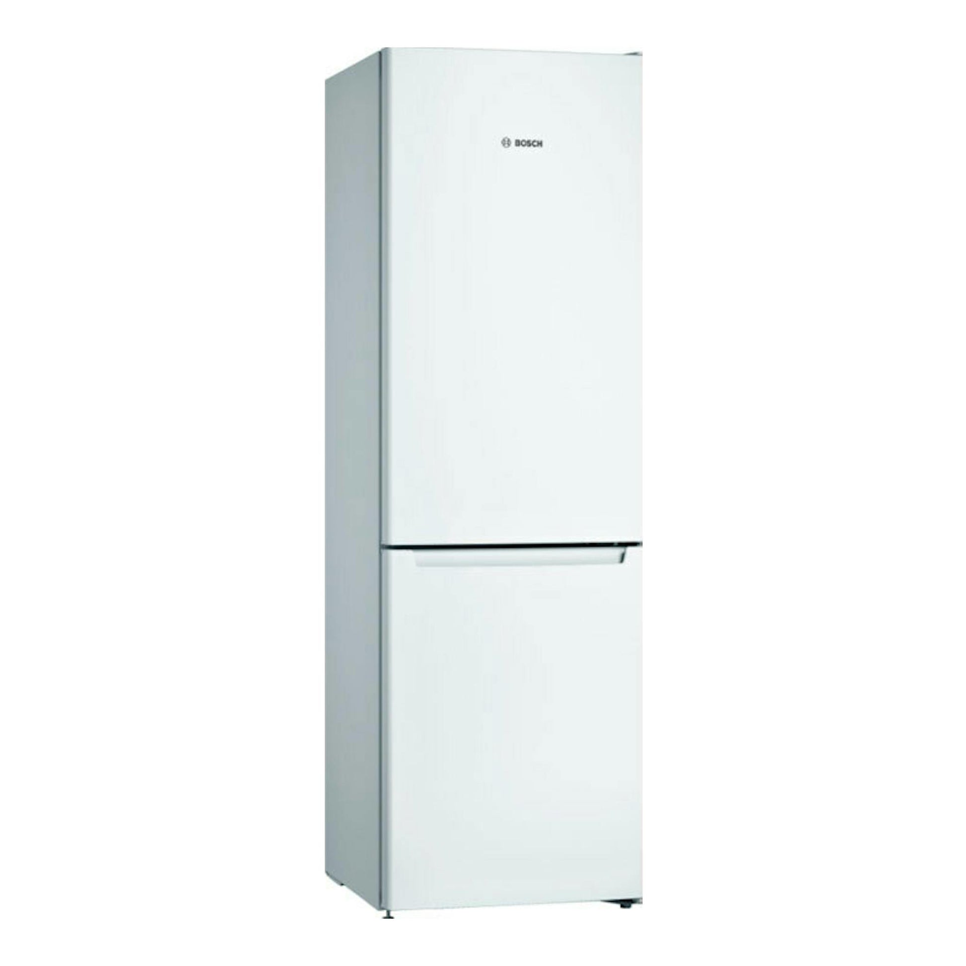 Frigorífico combi Bosch KGN36NWEA blanco, vista frontal en ligero ángulo lateral izquierdo.