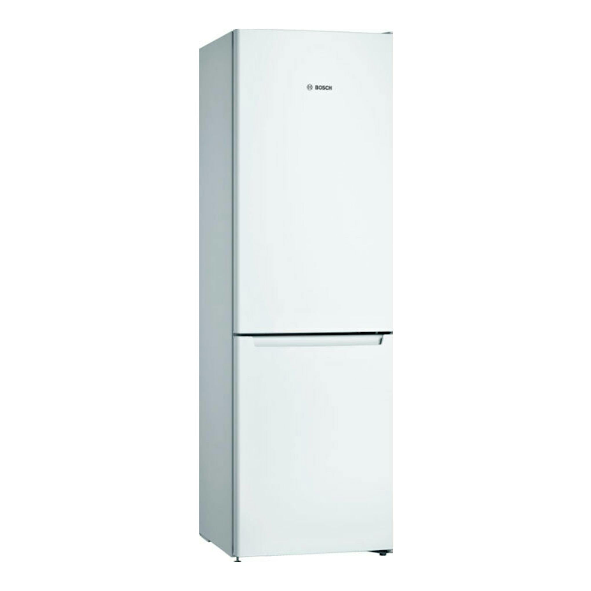 Frigorífico combi Bosch KGN36NWEA blanco, vista frontal en ligero ángulo lateral izquierdo.