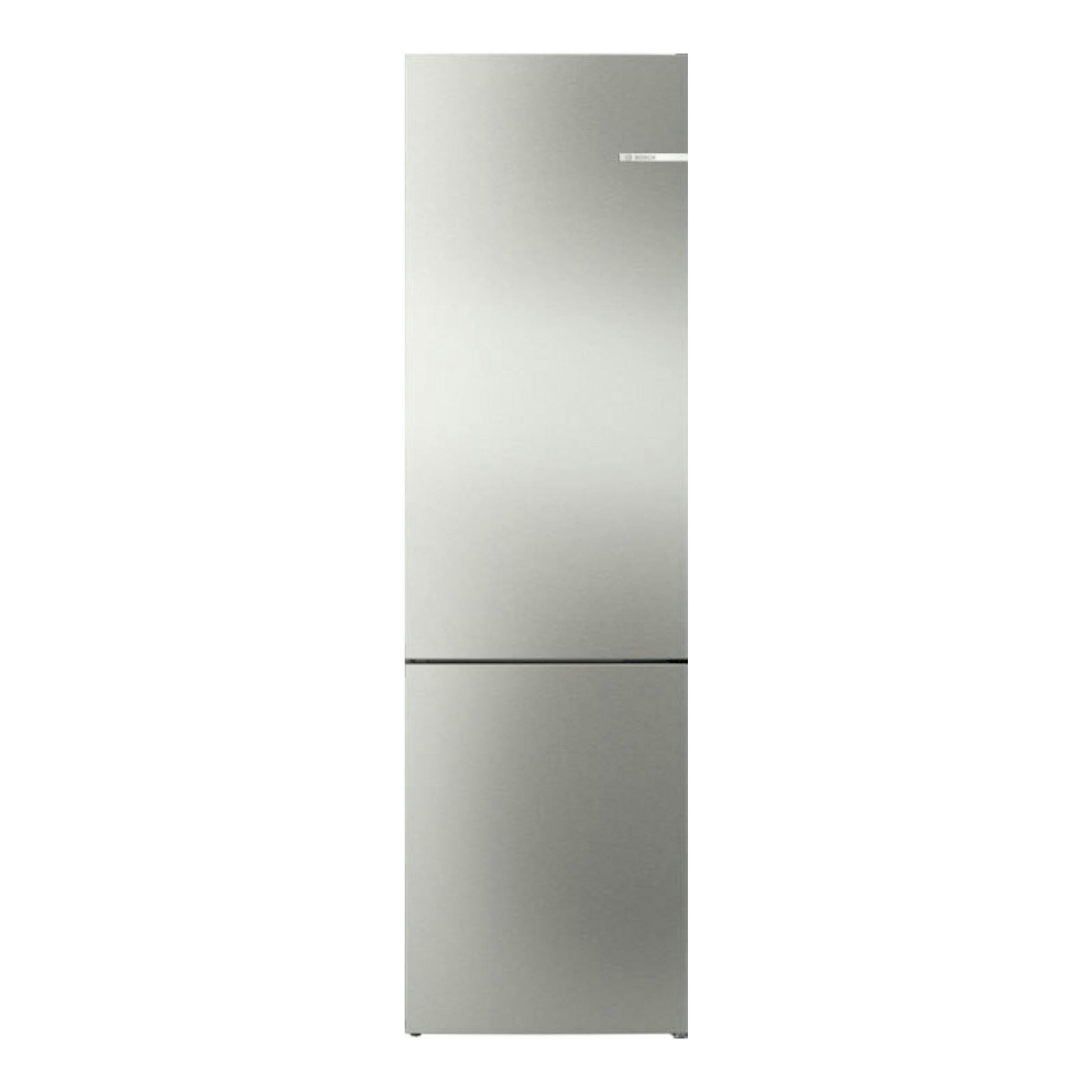 Frigorífico combi Bosch KGN392ICF en inox, vista frontal, con dos puertas y acabado metálico.