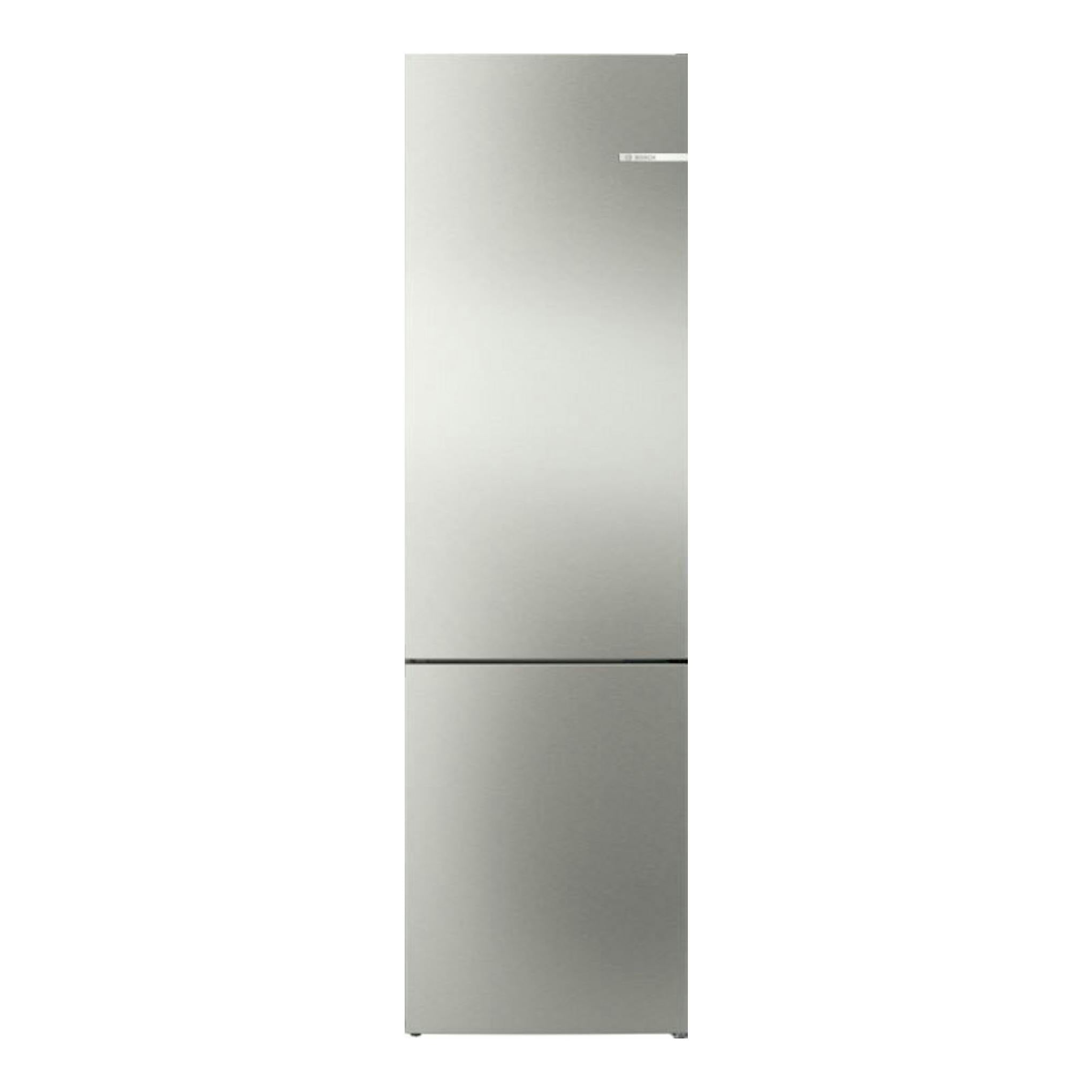 Frigorífico combi Bosch KGN392ICF en inox, vista frontal, con dos puertas y acabado metálico.