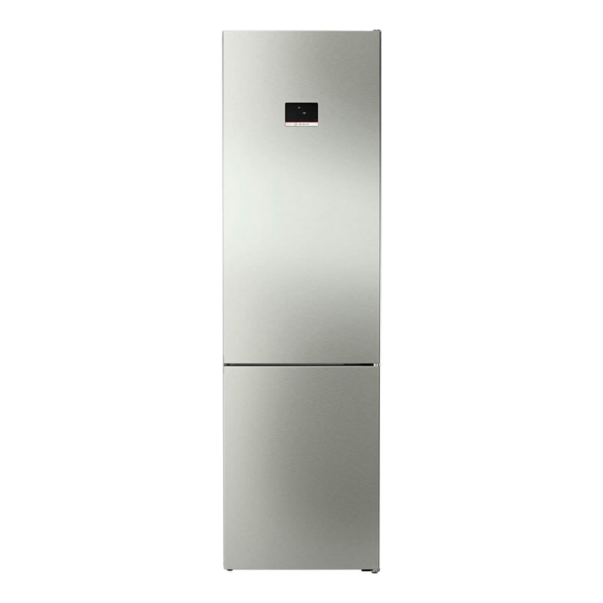 Frigorífico combi Bosch KGN394ICF en inox, vista frontal, con dos puertas.