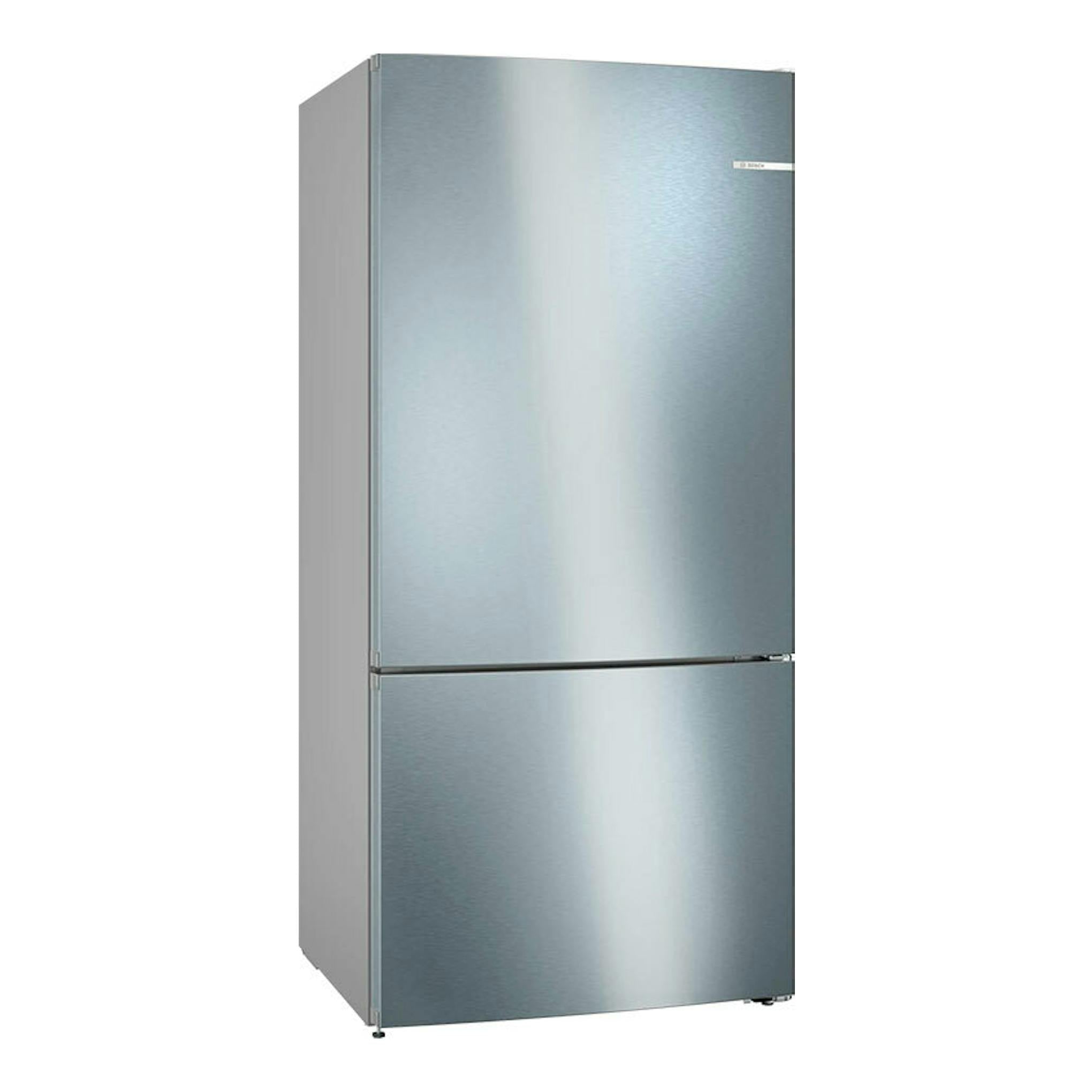 Frigorífico combi Bosch KGN86VIEA, acero inoxidable, vista frontal ligeramente girada a la izquierda.