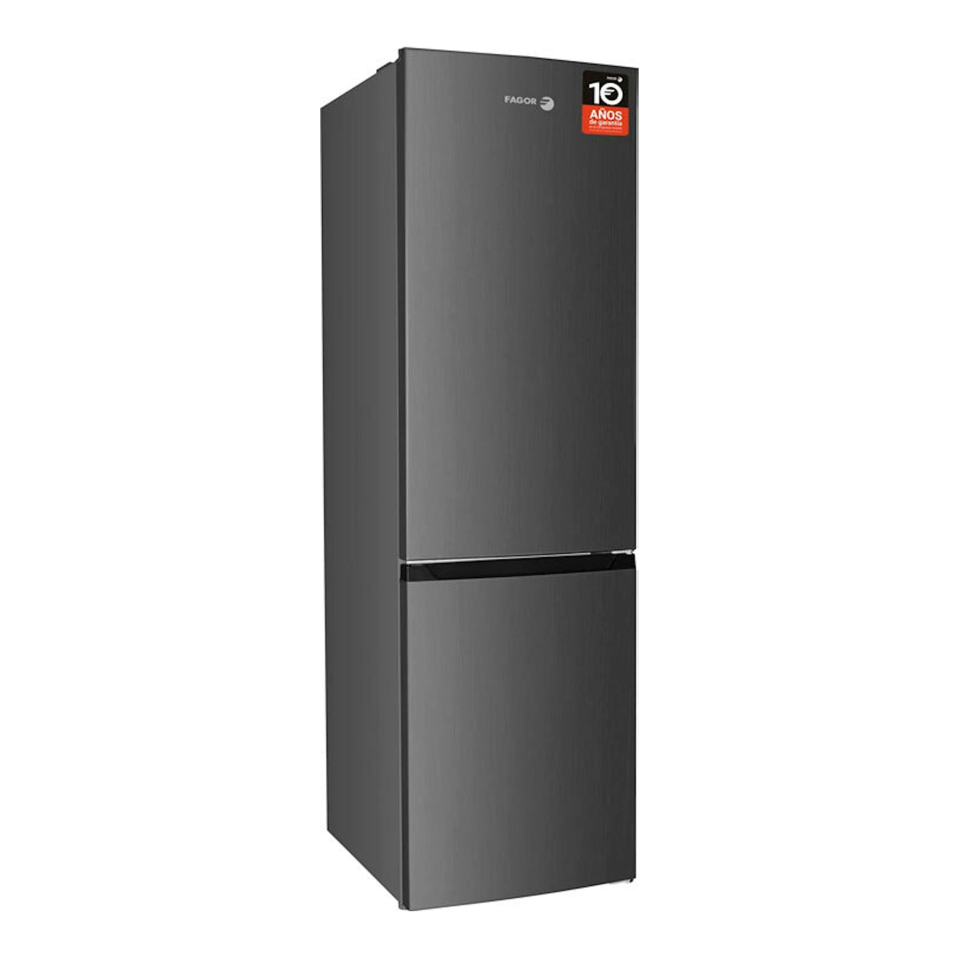 Frigorífico combi Fagor 3FFK-5527X inox, vista frontal en ángulo, dos puertas.