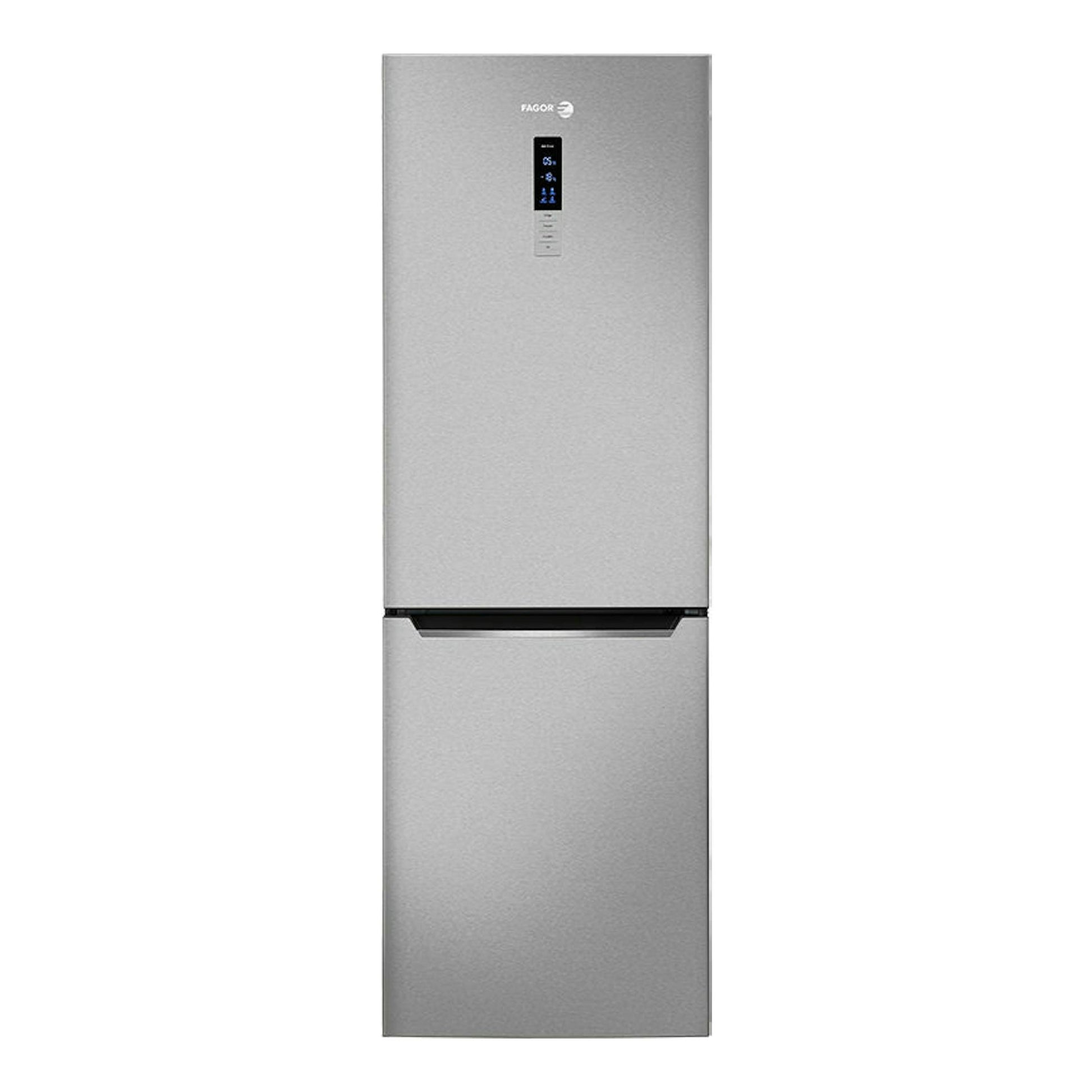 Frigorífico combi Fagor 3FFK-6645X inox, vista frontal, con panel digital en la puerta.
