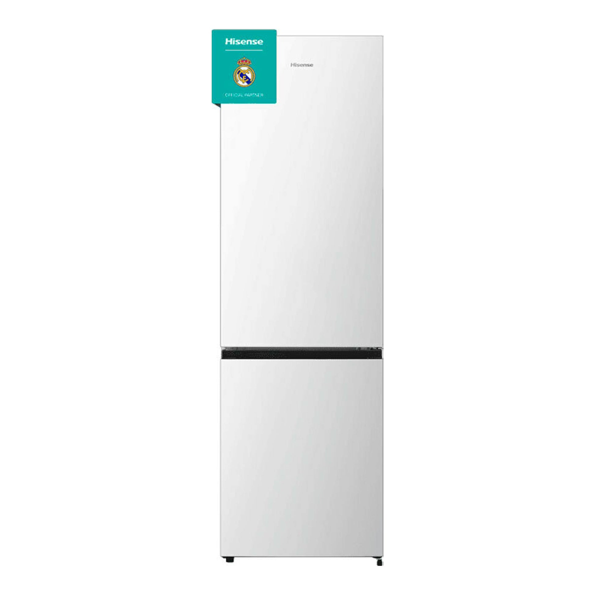 Frigorífico combi Hisense RB329N4AWE blanco, vista frontal, con congelador inferior.
